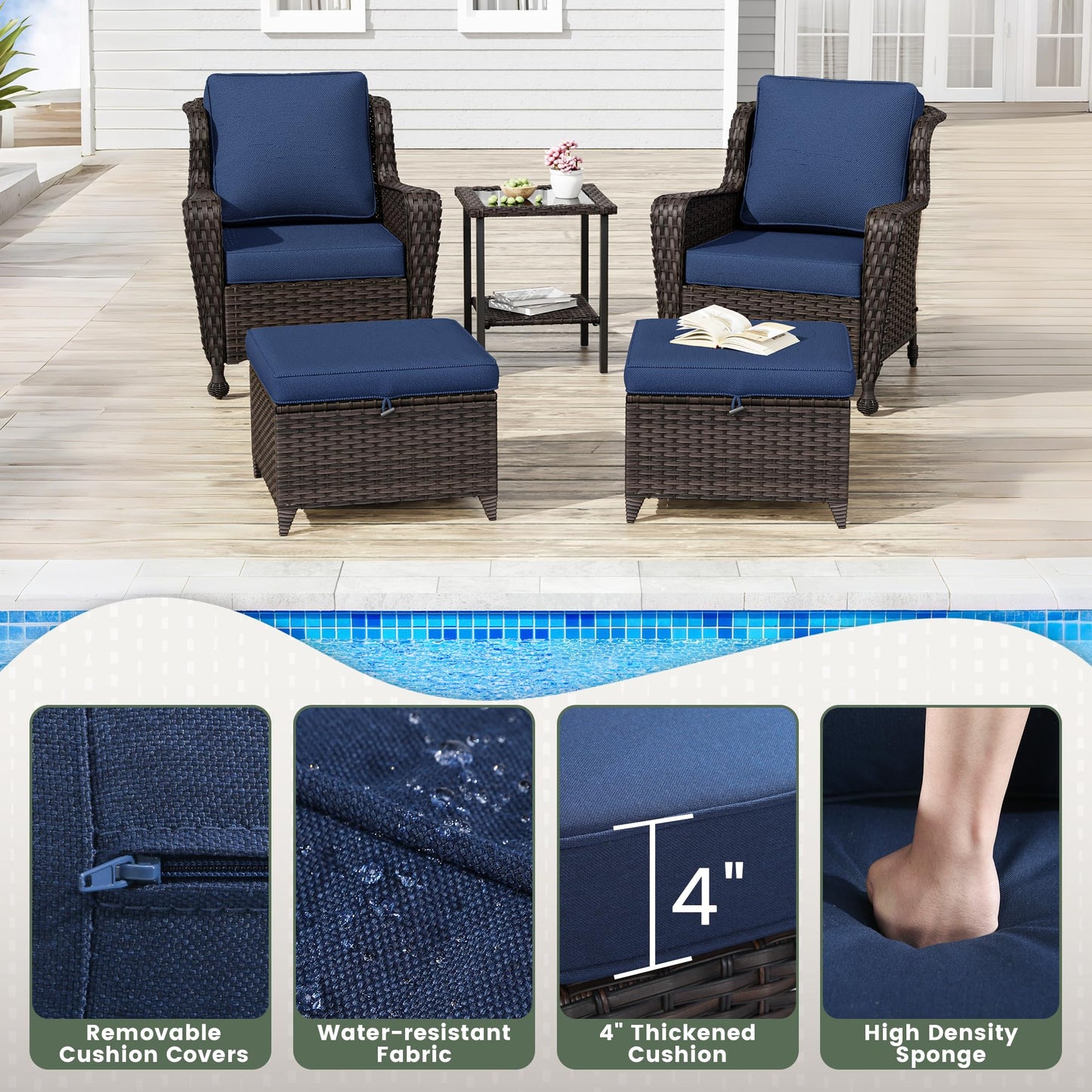 Wicker Patio Loveseat, All-Weather Rattan 2-Seat Sofa with Cushions, Outdoor Patio Furniture Set for Patio, Balcony, Backyard, Deck, Poolside