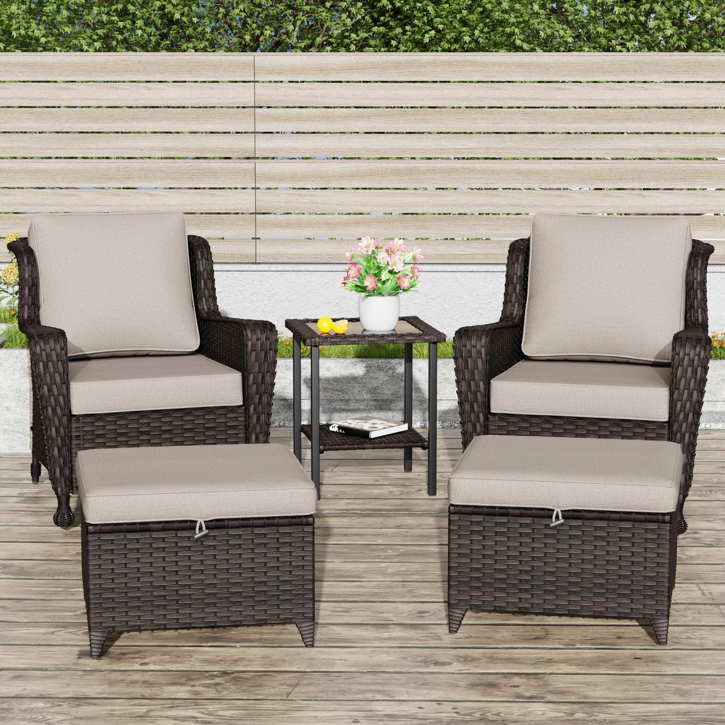 Wicker Patio Loveseat, All-Weather Rattan 2-Seat Sofa with Cushions, Outdoor Patio Furniture Set for Patio, Balcony, Backyard, Deck, Poolside