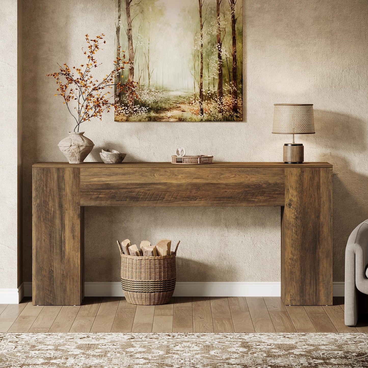 Tribesigns 71-Inch Long Console Table for Entryway, Farmhouse Sofa Console Behind Couch, Entry Table for Hallway, Foyer, Living Room, Black