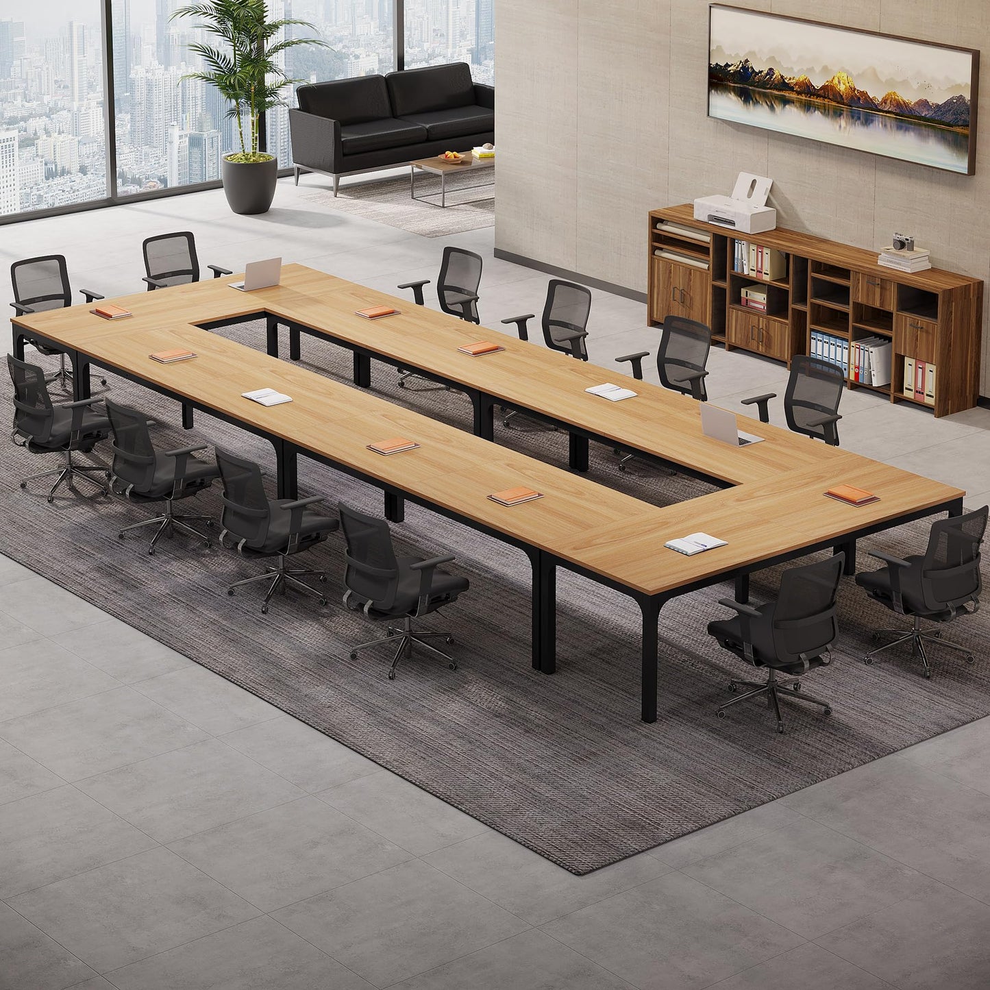 Tribesigns 6.5 FT Conference Room Table, 78.74" W x 27.56" D Large Office Conference Table, Modern Seminar Meeting Table Desk for Boardroom, Meeting Room (1, Rustic Brown)
