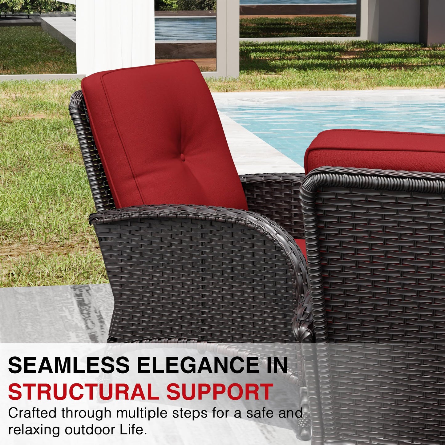 Joyside Wicker Patio Chairs Set of 2, Rattan Outdoor Furniture with Thickened Cushions, High Back, Deep Seating, Wide Armrest, Outdoor Chairs for Porch, Deck