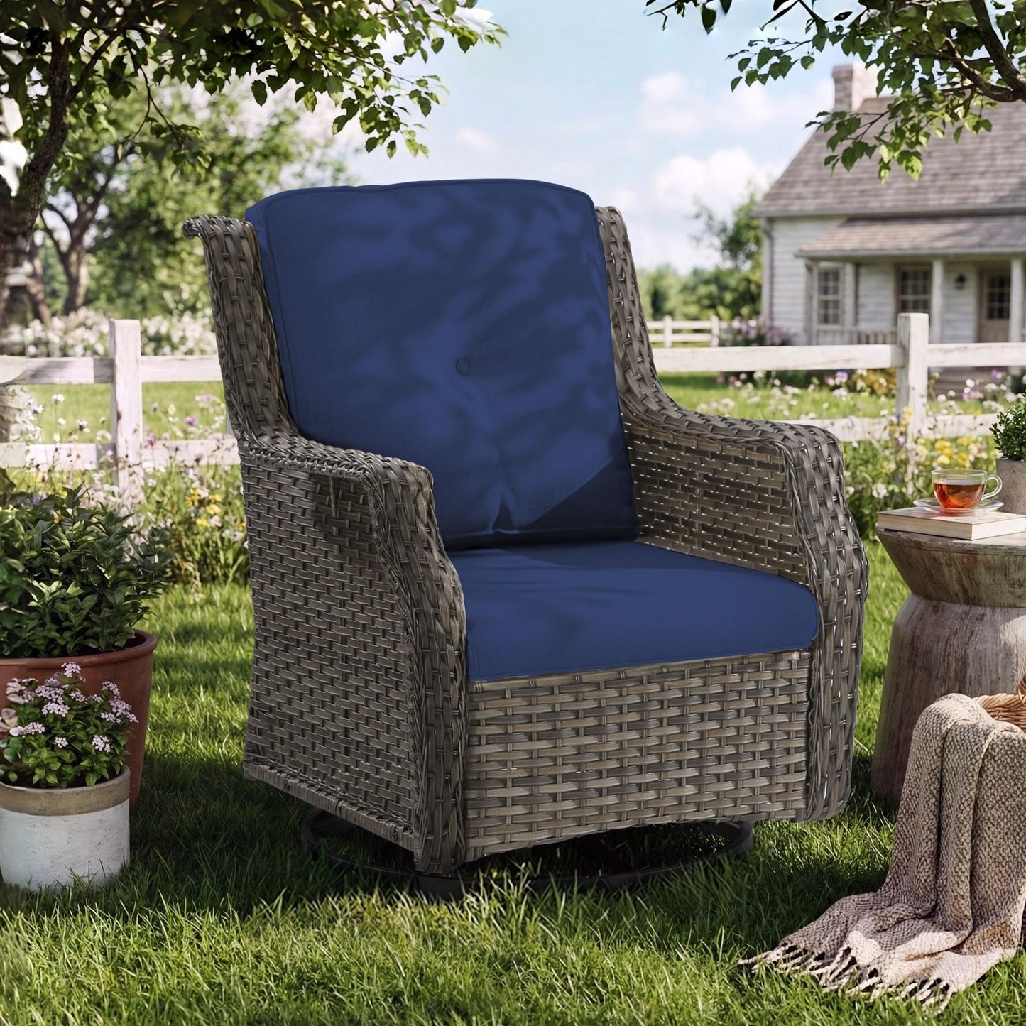 Outdoor Patio Loveseat, All-Weather 2-Seater Wicker Loveseat with Cushions, Outdoor Patio Love Seat Sofa for Garden, Balcony and Deck