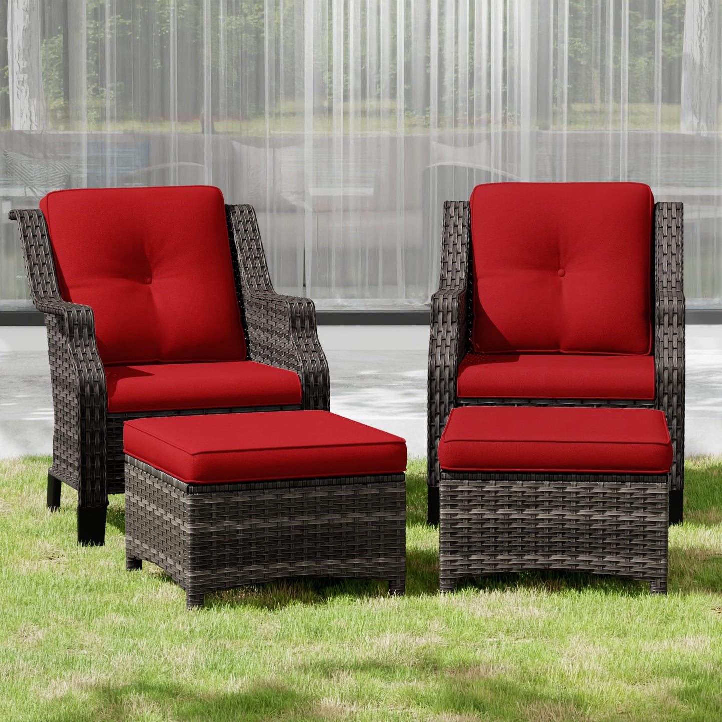 Outdoor Patio Loveseat, All-Weather 2-Seater Wicker Loveseat with Cushions, Outdoor Patio Love Seat Sofa for Garden, Balcony and Deck