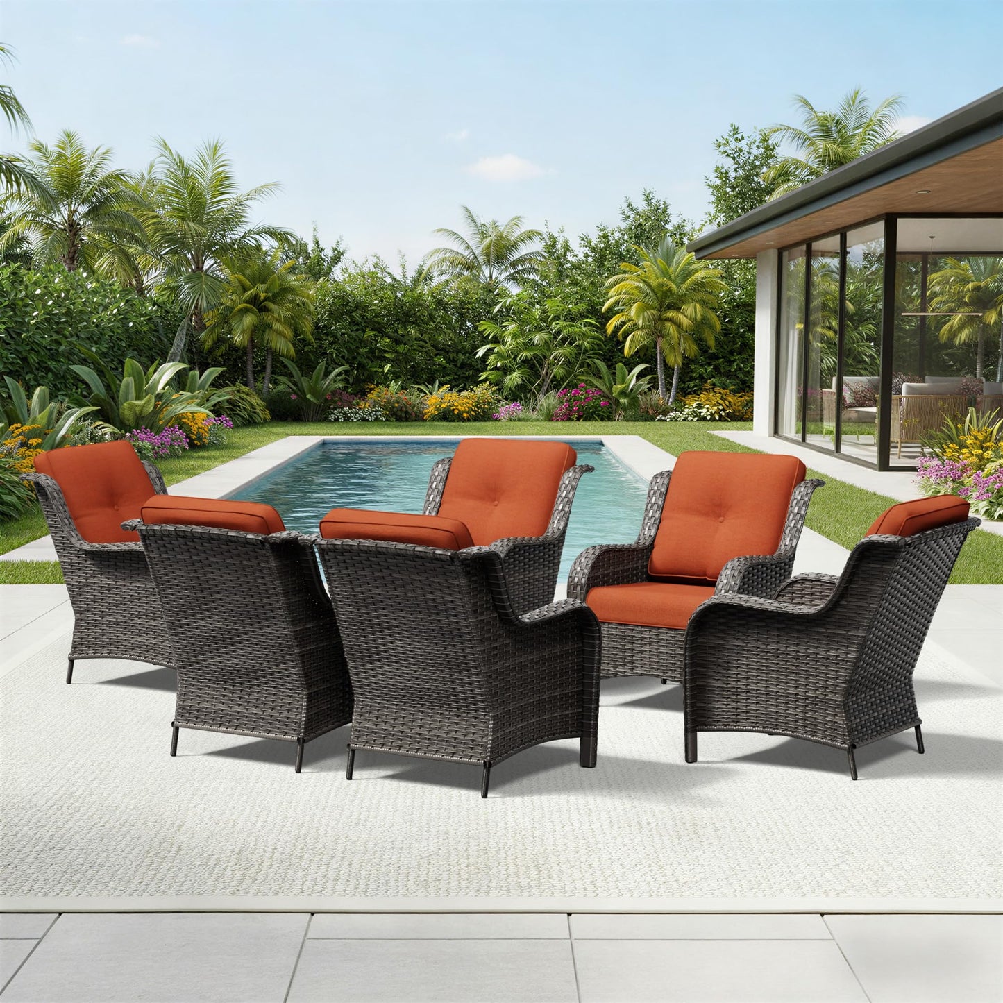 Joyside Patio Chairs Set of 2, Wicker Patio Furniture with High Back, Deep Seating, Wide Armrest, Thickened Cushions, Outdoor Rattan Furniture for Deck, Porch Use