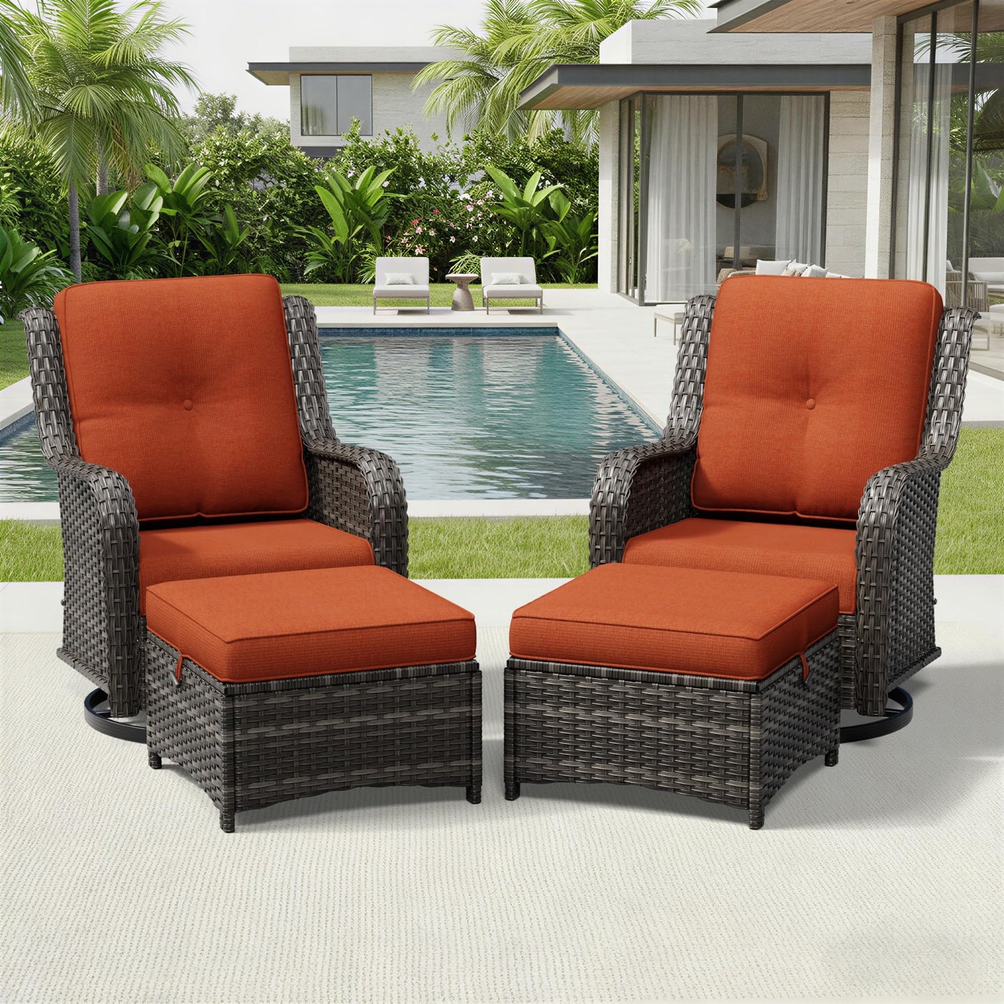 Joyside Patio Chairs Set of 2, Wicker Patio Furniture with High Back, Deep Seating, Wide Armrest, Thickened Cushions, Outdoor Rattan Furniture for Deck, Porch Use