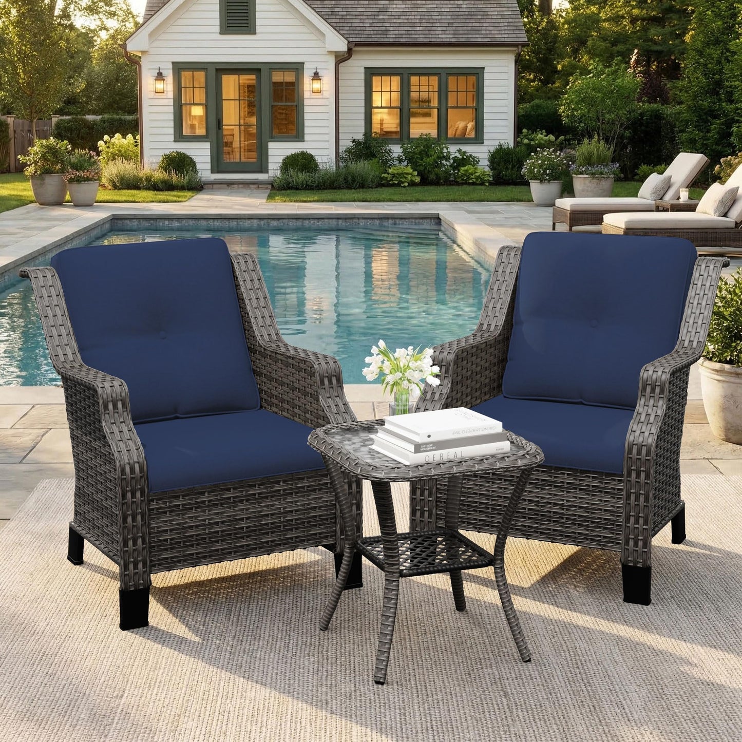 Outdoor Patio Loveseat, All-Weather 2-Seater Wicker Loveseat with Cushions, Outdoor Patio Love Seat Sofa for Garden, Balcony and Deck