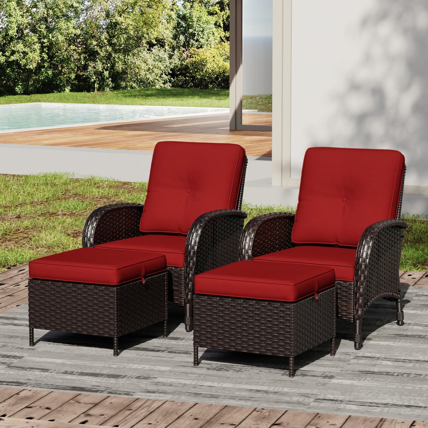 Joyside Wicker Patio Chairs Set of 2, Rattan Outdoor Furniture with Thickened Cushions, High Back, Deep Seating, Wide Armrest, Outdoor Chairs for Porch, Deck