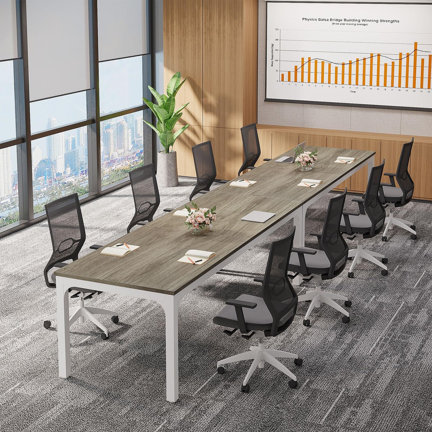 Tribesigns 6.5 FT Conference Room Table, 78.74" W x 27.56" D Large Office Conference Table, Modern Seminar Meeting Table Desk for Boardroom, Meeting Room (1, Rustic Brown)