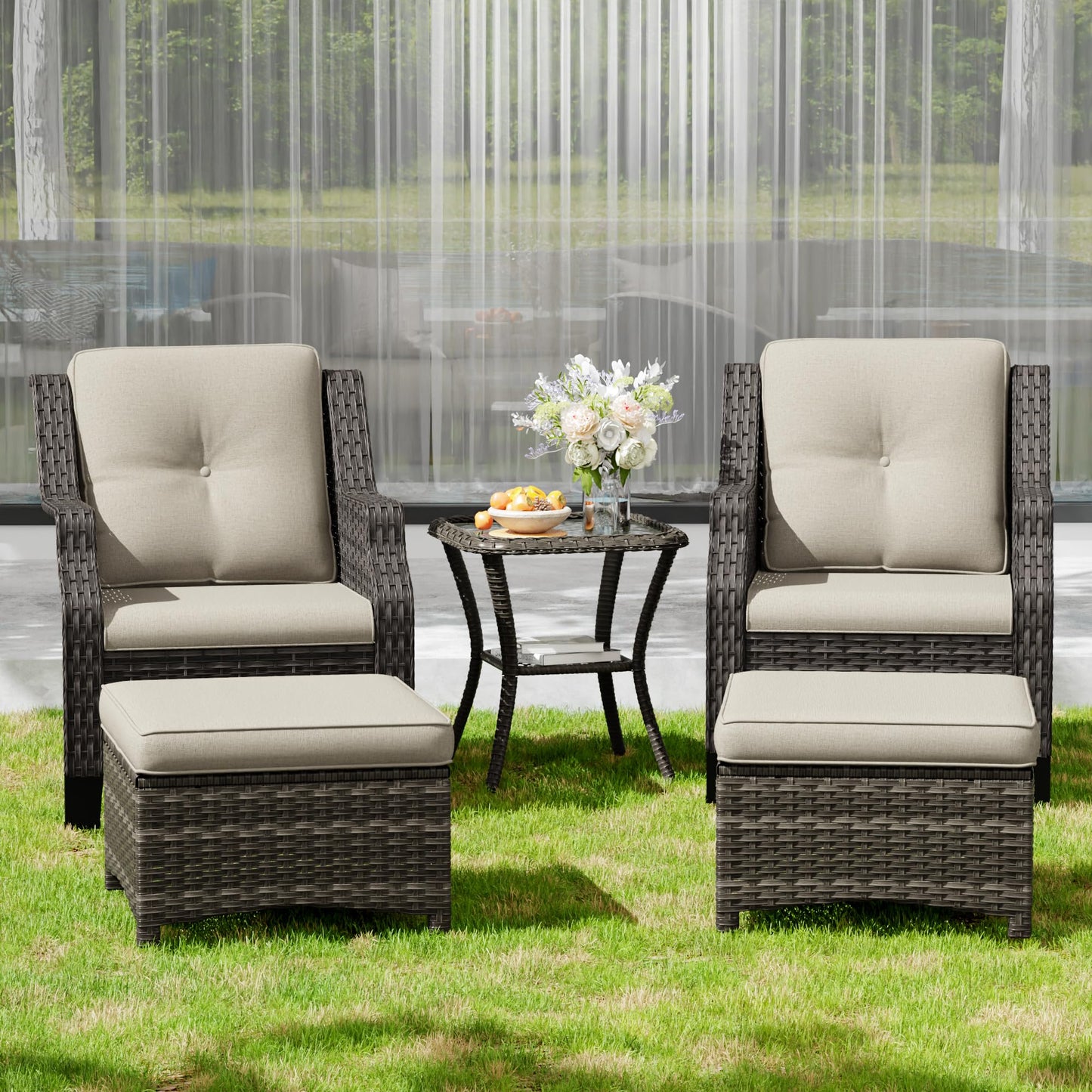 Outdoor Patio Loveseat, All-Weather 2-Seater Wicker Loveseat with Cushions, Outdoor Patio Love Seat Sofa for Garden, Balcony and Deck
