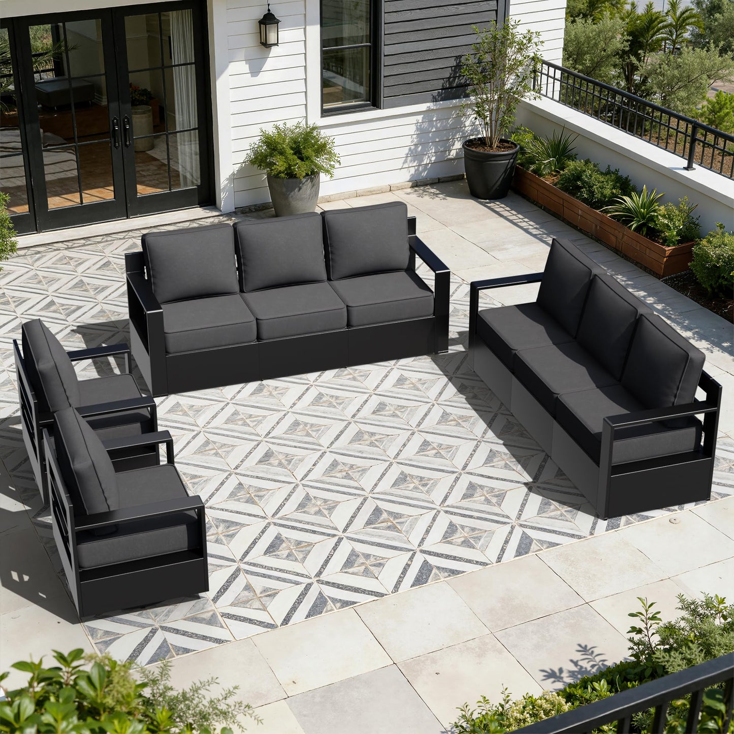 Aluminum Patio Swivel Chair - Outdoor Swivel Rocking Chair with 6" Thick Removable Cushions, All-Weather Metal Frame, Deep Setting for Garden, Poolside and Porch