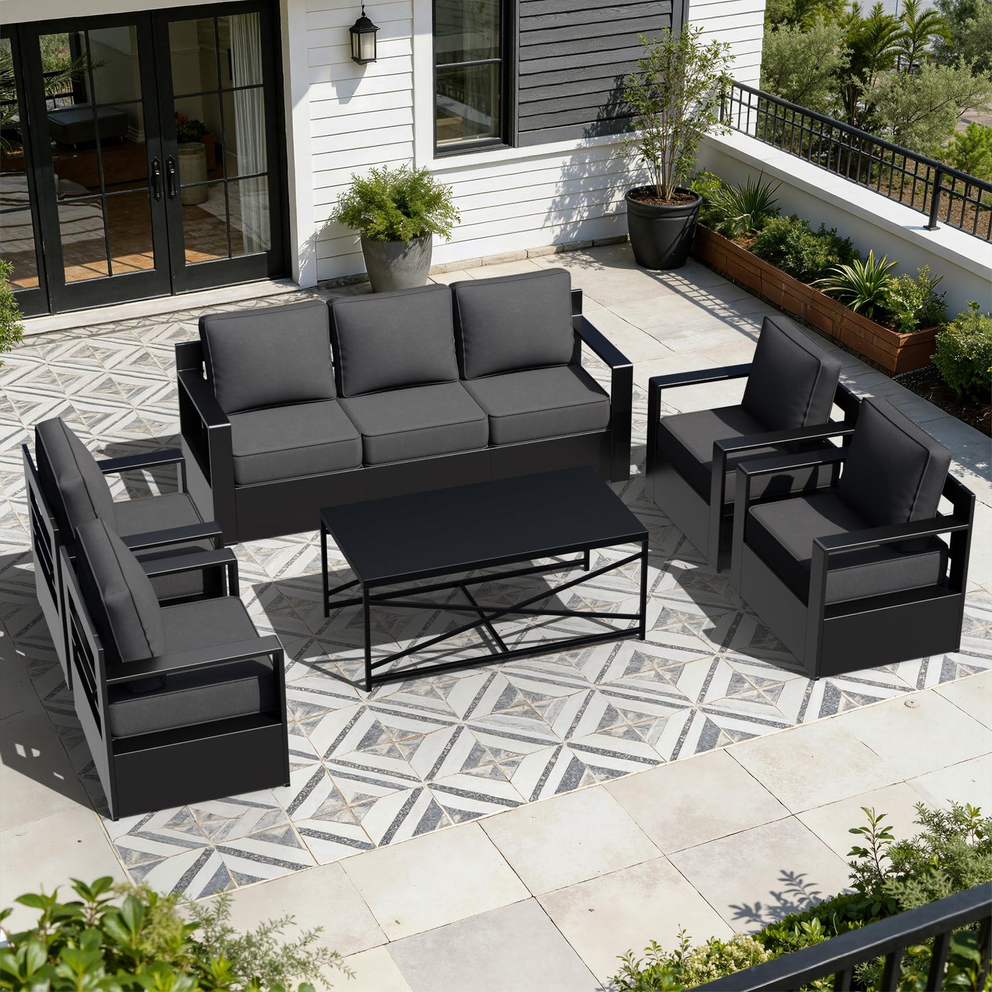 Aluminum Patio Swivel Chair - Outdoor Swivel Rocking Chair with 6" Thick Removable Cushions, All-Weather Metal Frame, Deep Setting for Garden, Poolside and Porch