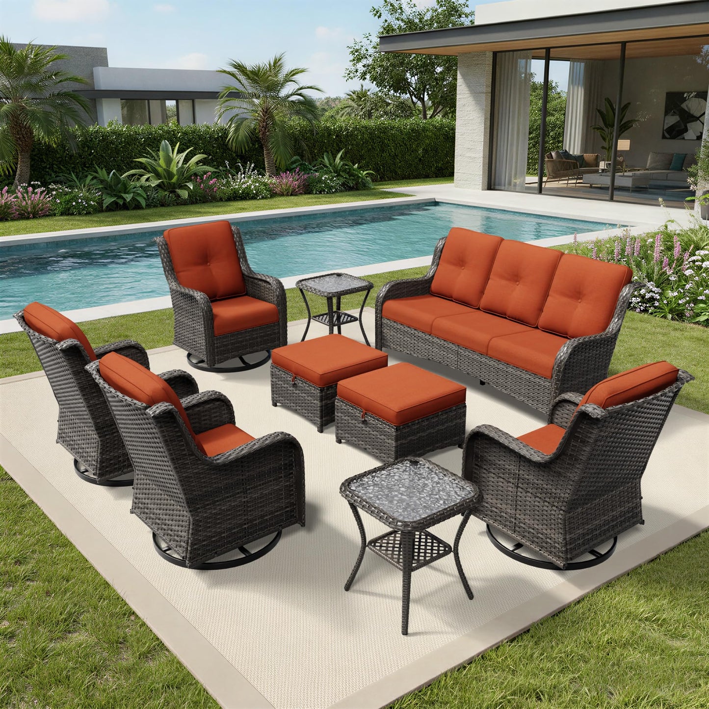 Joyside Patio Chairs Set of 2, Wicker Patio Furniture with High Back, Deep Seating, Wide Armrest, Thickened Cushions, Outdoor Rattan Furniture for Deck, Porch Use
