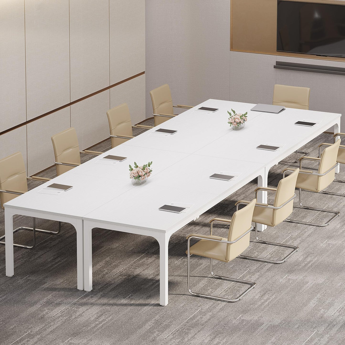 Tribesigns 6.5 FT Conference Room Table, 78.74" W x 27.56" D Large Office Conference Table, Modern Seminar Meeting Table Desk for Boardroom, Meeting Room (1, Rustic Brown)