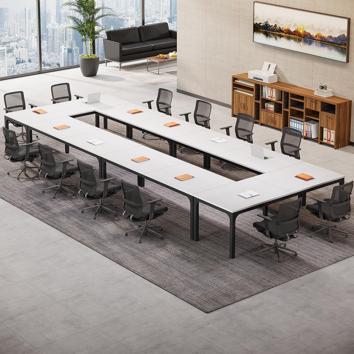 Tribesigns 6.5 FT Conference Room Table, 78.74" W x 27.56" D Large Office Conference Table, Modern Seminar Meeting Table Desk for Boardroom, Meeting Room (1, Rustic Brown)