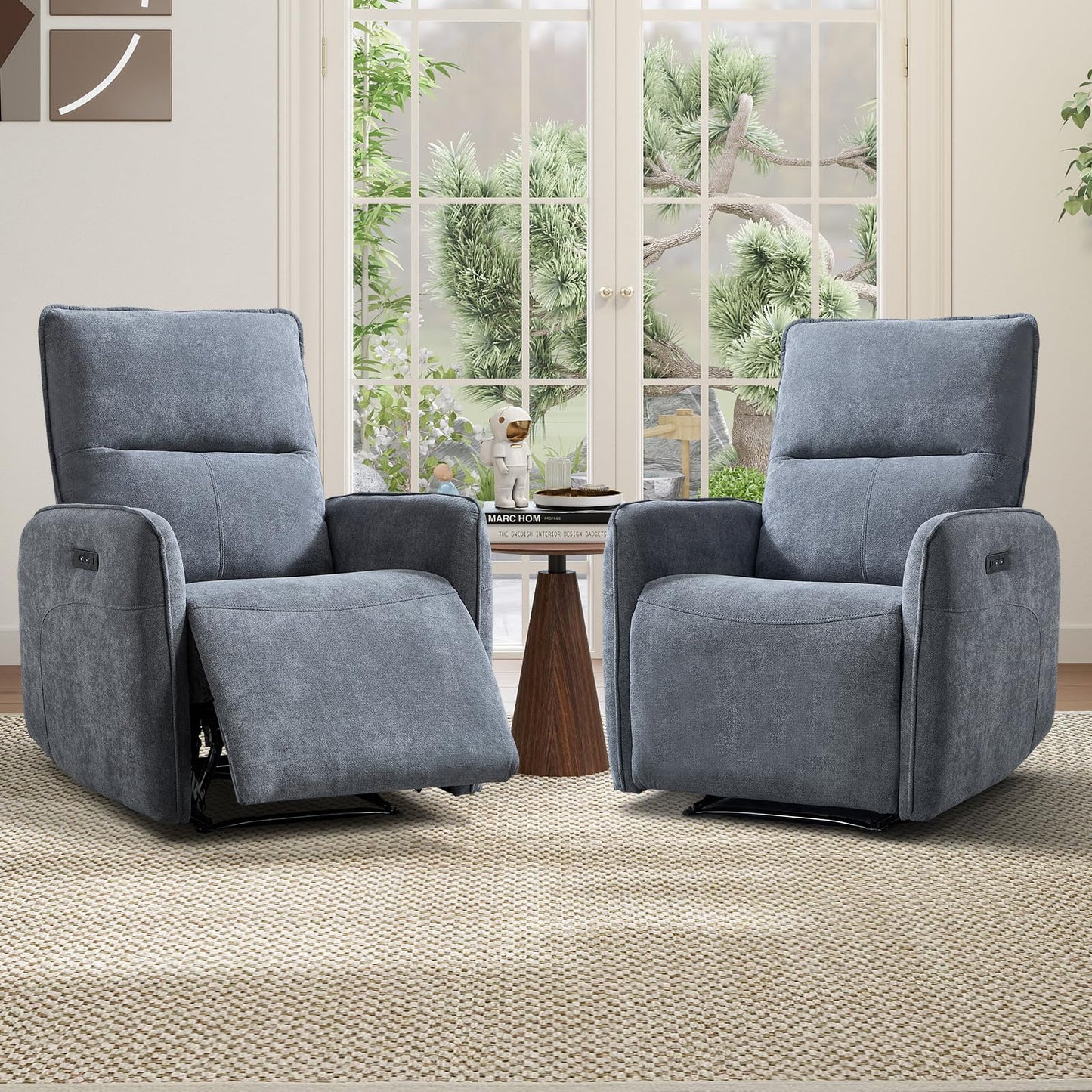IOMOR Power Recliner Chair for Adults, Electric Recliner with USB Tape-C Ports, Zero Wall Single Reclining for Small Space, Living Room (1, Grey)