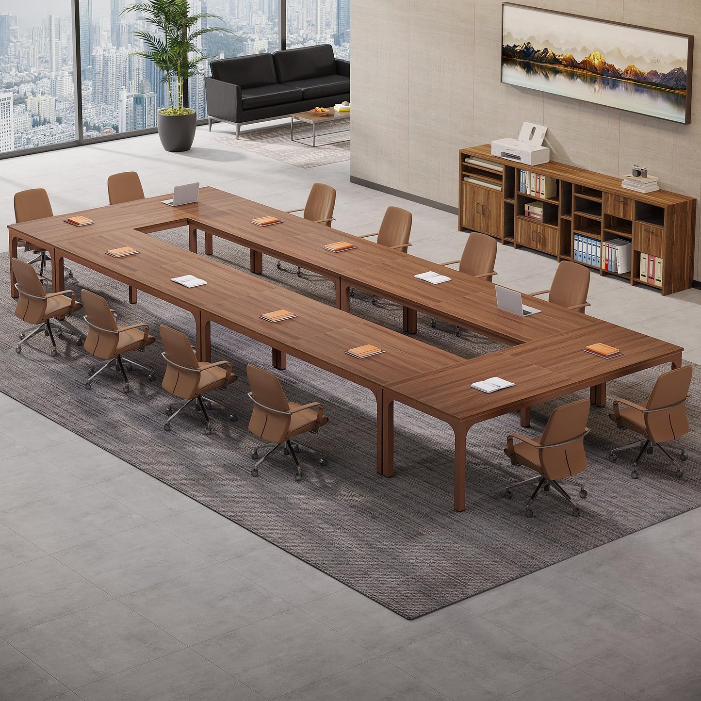 Tribesigns 6.5 FT Conference Room Table, 78.74" W x 27.56" D Large Office Conference Table, Modern Seminar Meeting Table Desk for Boardroom, Meeting Room (1, Rustic Brown)