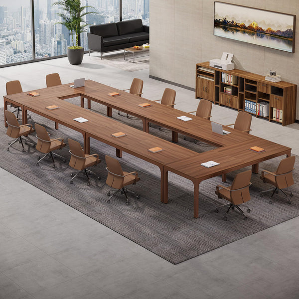Tribesigns 6.5 FT Conference Room Table, 78.74" W x 27.56" D Large Office Conference Table, Modern Seminar Meeting Table Desk for Boardroom, Meeting Room (1, Rustic Brown)