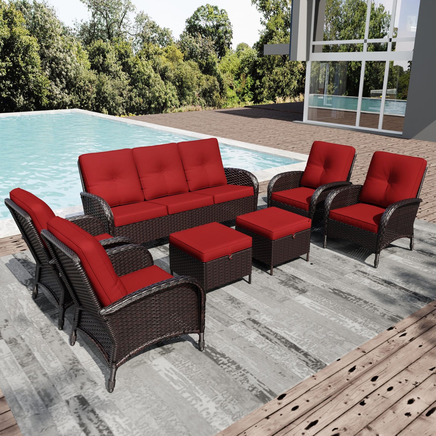 Joyside Wicker Patio Chairs Set of 2, Rattan Outdoor Furniture with Thickened Cushions, High Back, Deep Seating, Wide Armrest, Outdoor Chairs for Porch, Deck