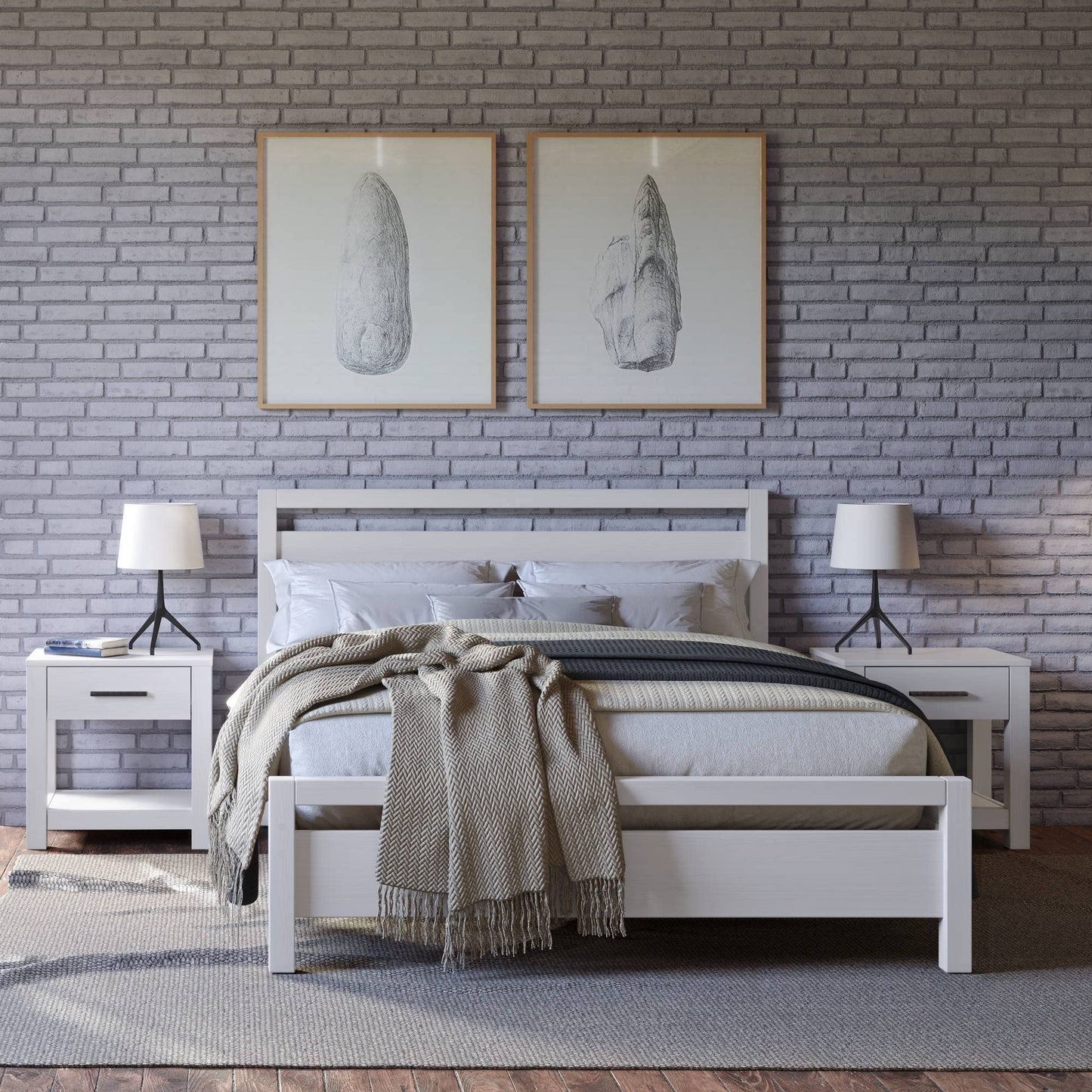 Grain Wood Furniture Loft Full Size Solid Wood Bed, Acacia