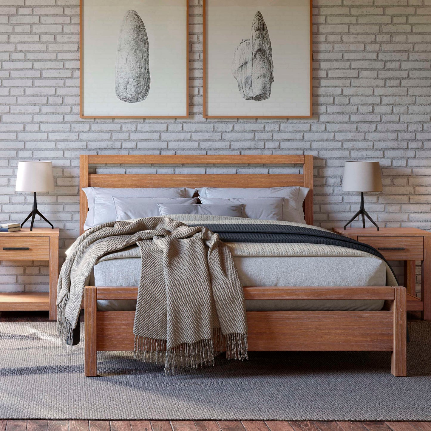 Grain Wood Furniture Loft Full Size Solid Wood Bed, Acacia