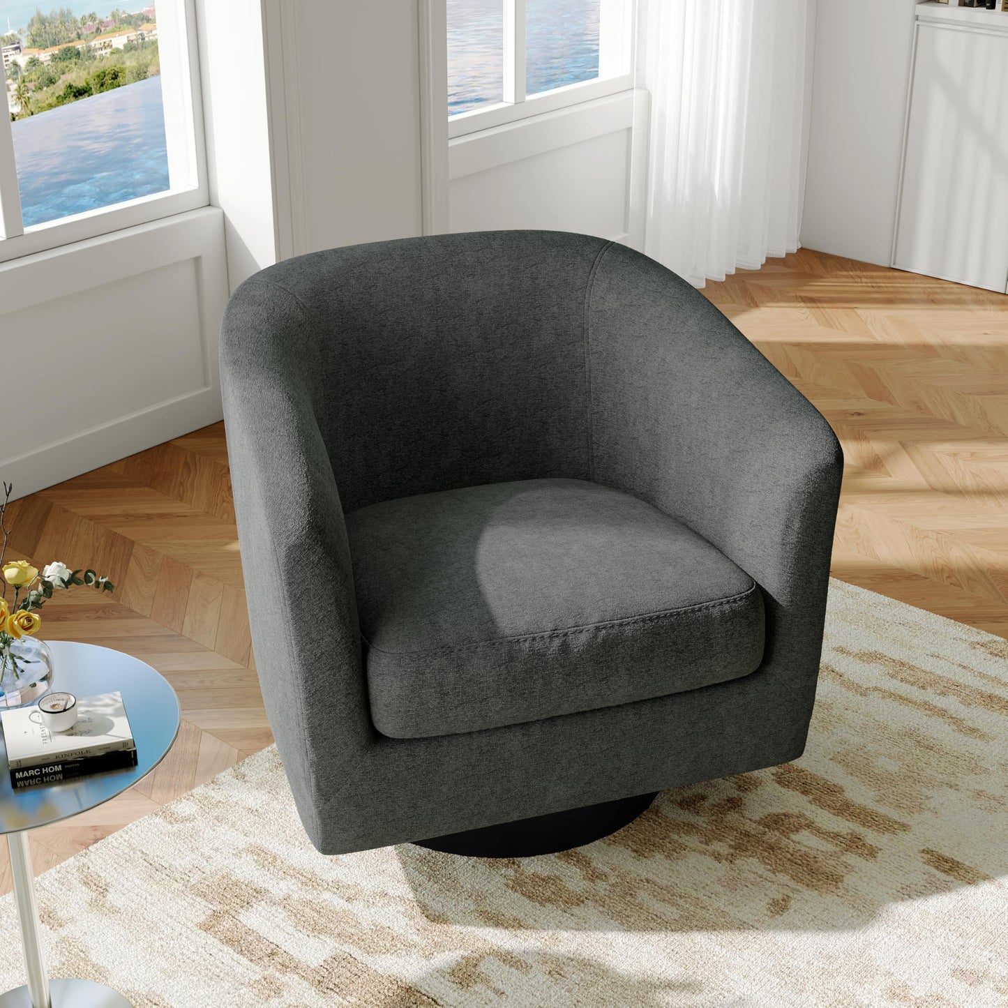 Swivel Barrel Accent Chairs Set of 2, Modern 360° Swivel Round Barrel Chair with Curve Back, Upholstered Velvet Fabric Armchair Single Sofa Club Chair for Living Room, Bedroom, Coffee