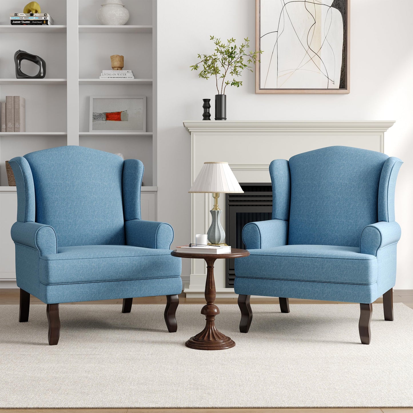 High Back Accent Chair, Comfy Upholstered Fabric Armchair for Living Room, Mid Century Modern Club Accent Chair with Curved Armrests and Solid Legs, Single Sofa Reading Chair for Bedroom, Cranberry
