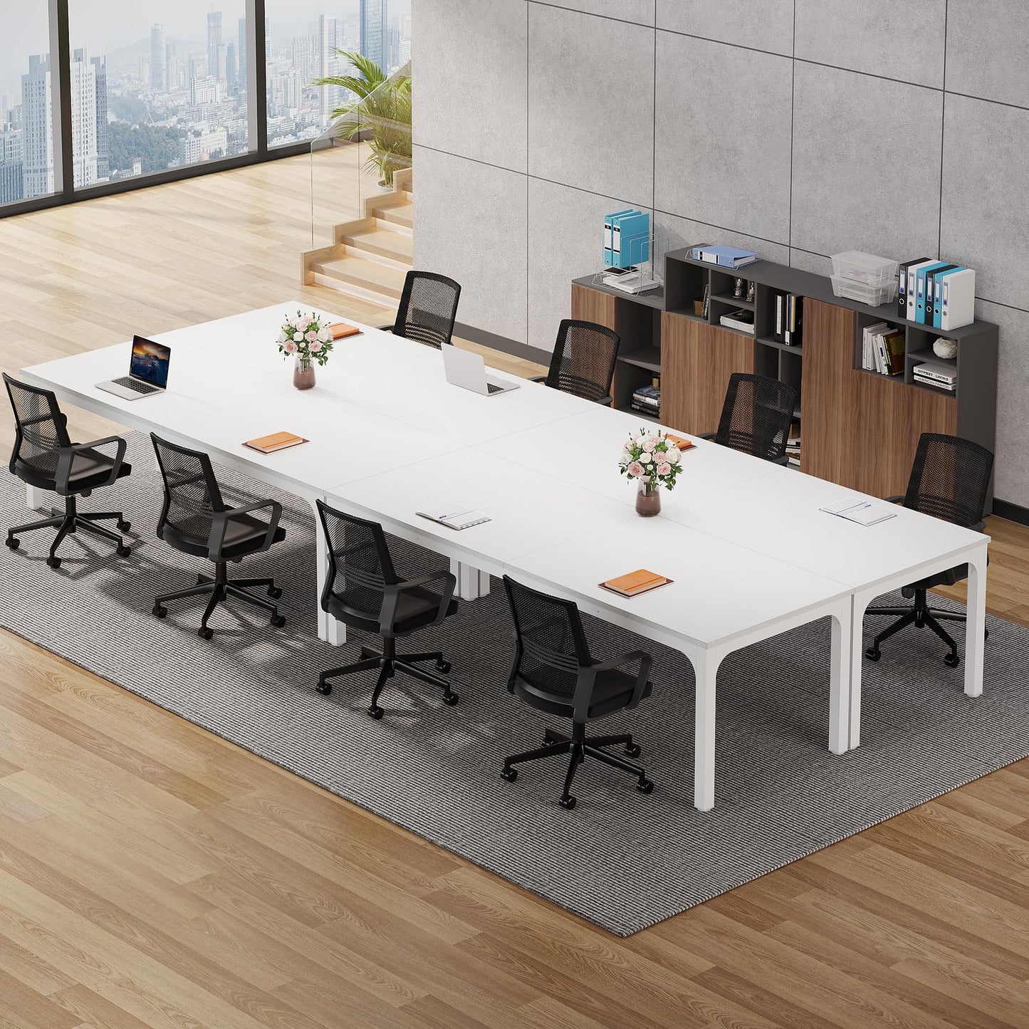 Tribesigns 6.5 FT Conference Room Table, 78.74" W x 27.56" D Large Office Conference Table, Modern Seminar Meeting Table Desk for Boardroom, Meeting Room (1, Rustic Brown)