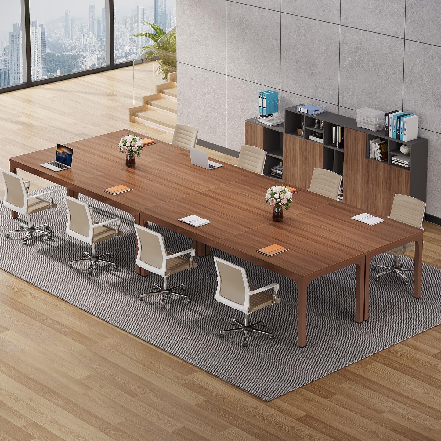 Tribesigns 6.5 FT Conference Room Table, 78.74" W x 27.56" D Large Office Conference Table, Modern Seminar Meeting Table Desk for Boardroom, Meeting Room (1, Rustic Brown)
