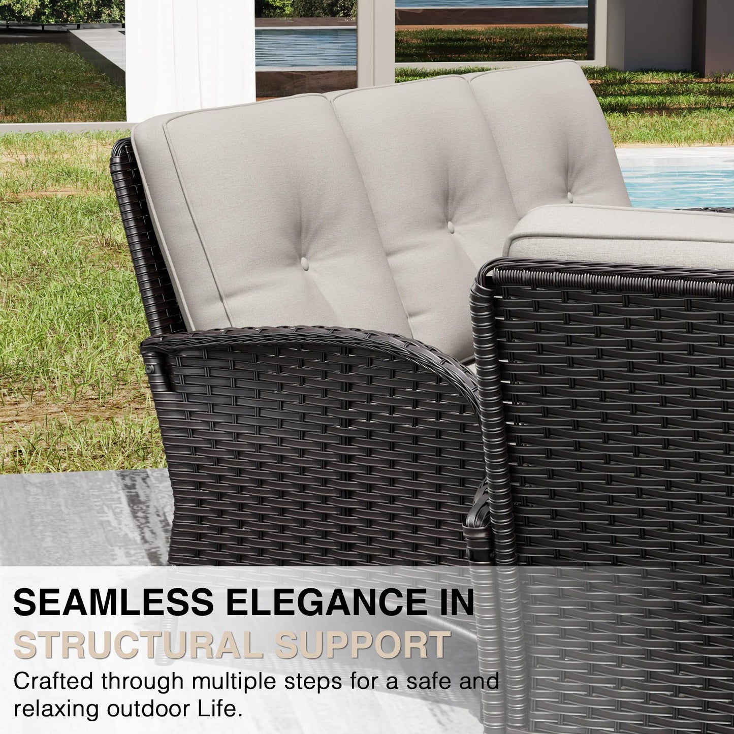 Joyside Wicker Patio Chairs Set of 2, Rattan Outdoor Furniture with Thickened Cushions, High Back, Deep Seating, Wide Armrest, Outdoor Chairs for Porch, Deck