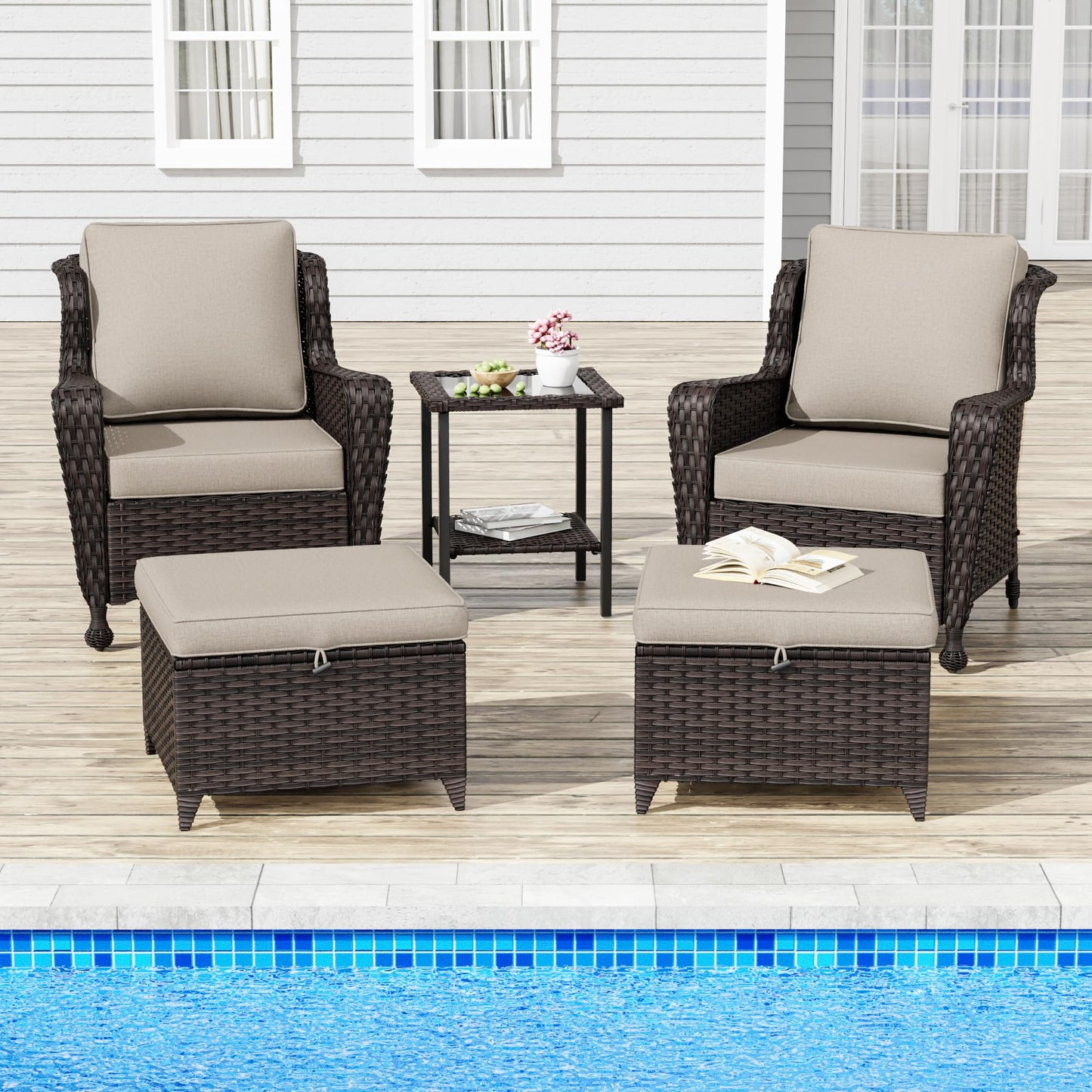 Wicker Patio Loveseat, All-Weather Rattan 2-Seat Sofa with Cushions, Outdoor Patio Furniture Set for Patio, Balcony, Backyard, Deck, Poolside