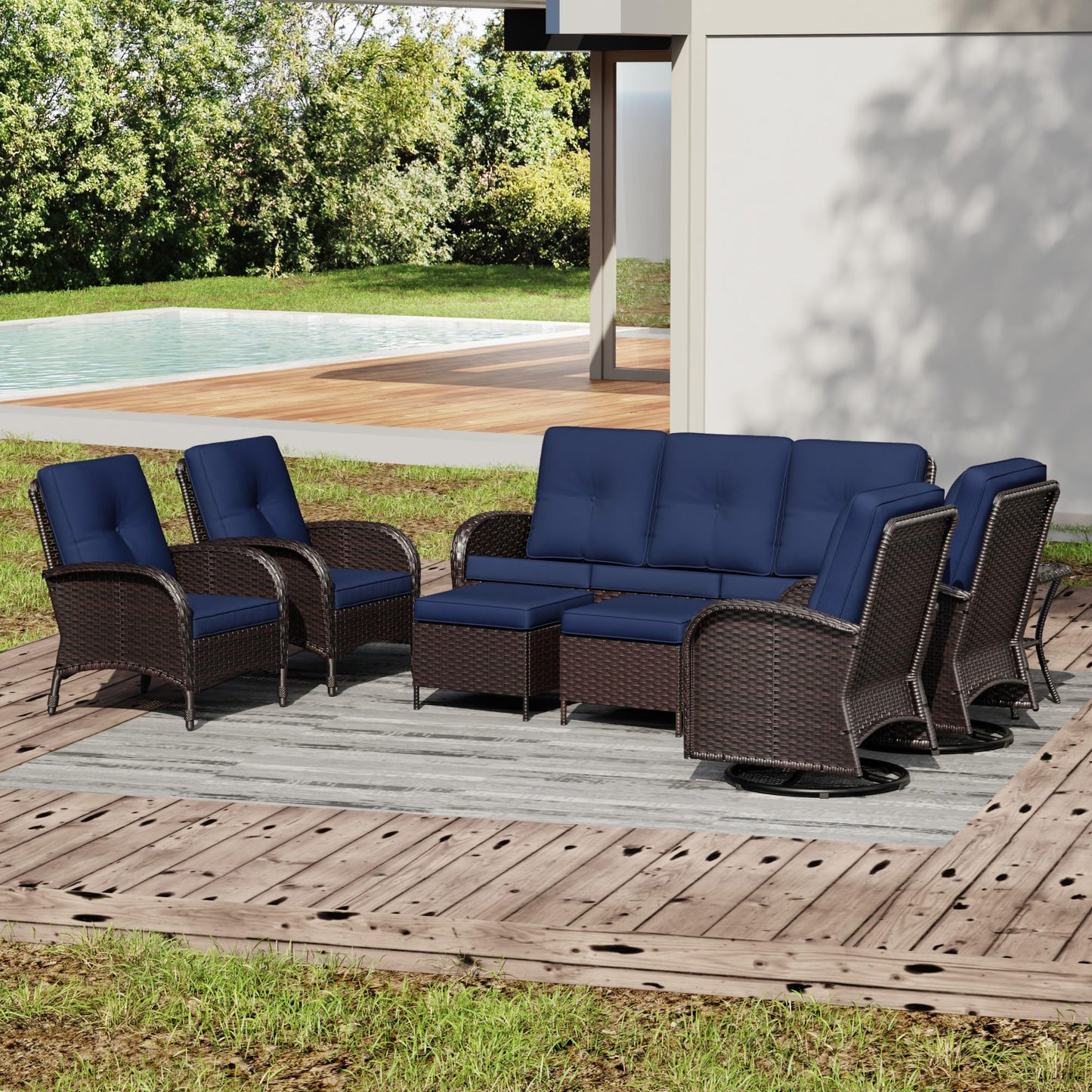 Joyside Wicker Patio Chairs Set of 2, Rattan Outdoor Furniture with Thickened Cushions, High Back, Deep Seating, Wide Armrest, Outdoor Chairs for Porch, Deck