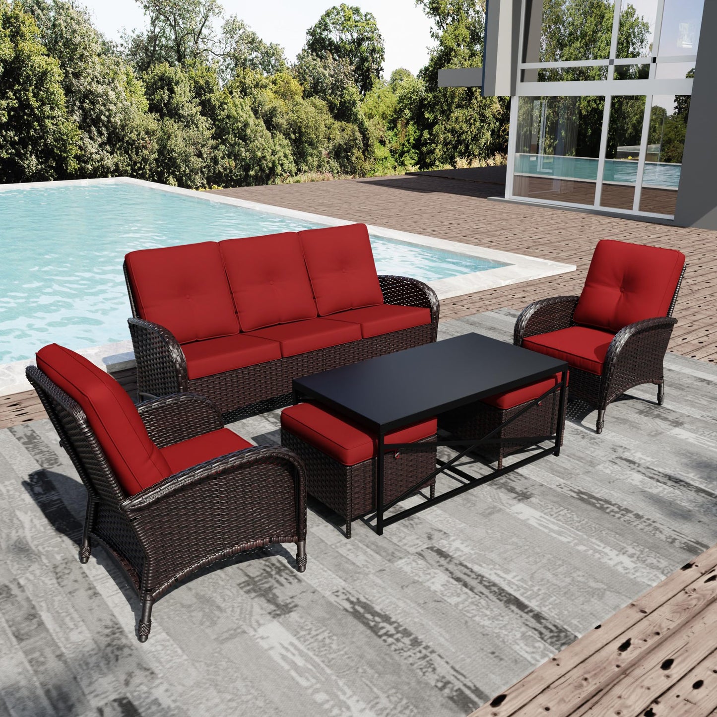 Joyside Wicker Patio Chairs Set of 2, Rattan Outdoor Furniture with Thickened Cushions, High Back, Deep Seating, Wide Armrest, Outdoor Chairs for Porch, Deck