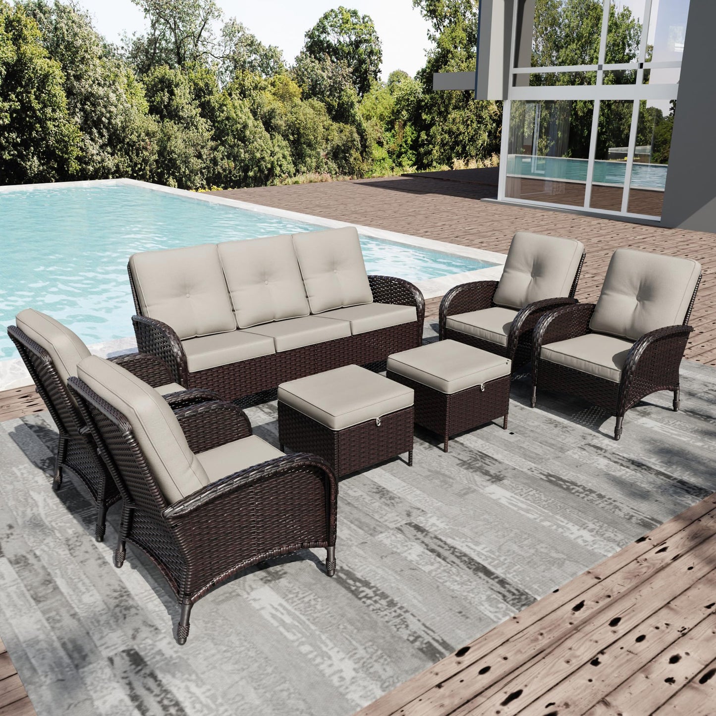 Joyside Wicker Patio Chairs Set of 2, Rattan Outdoor Furniture with Thickened Cushions, High Back, Deep Seating, Wide Armrest, Outdoor Chairs for Porch, Deck