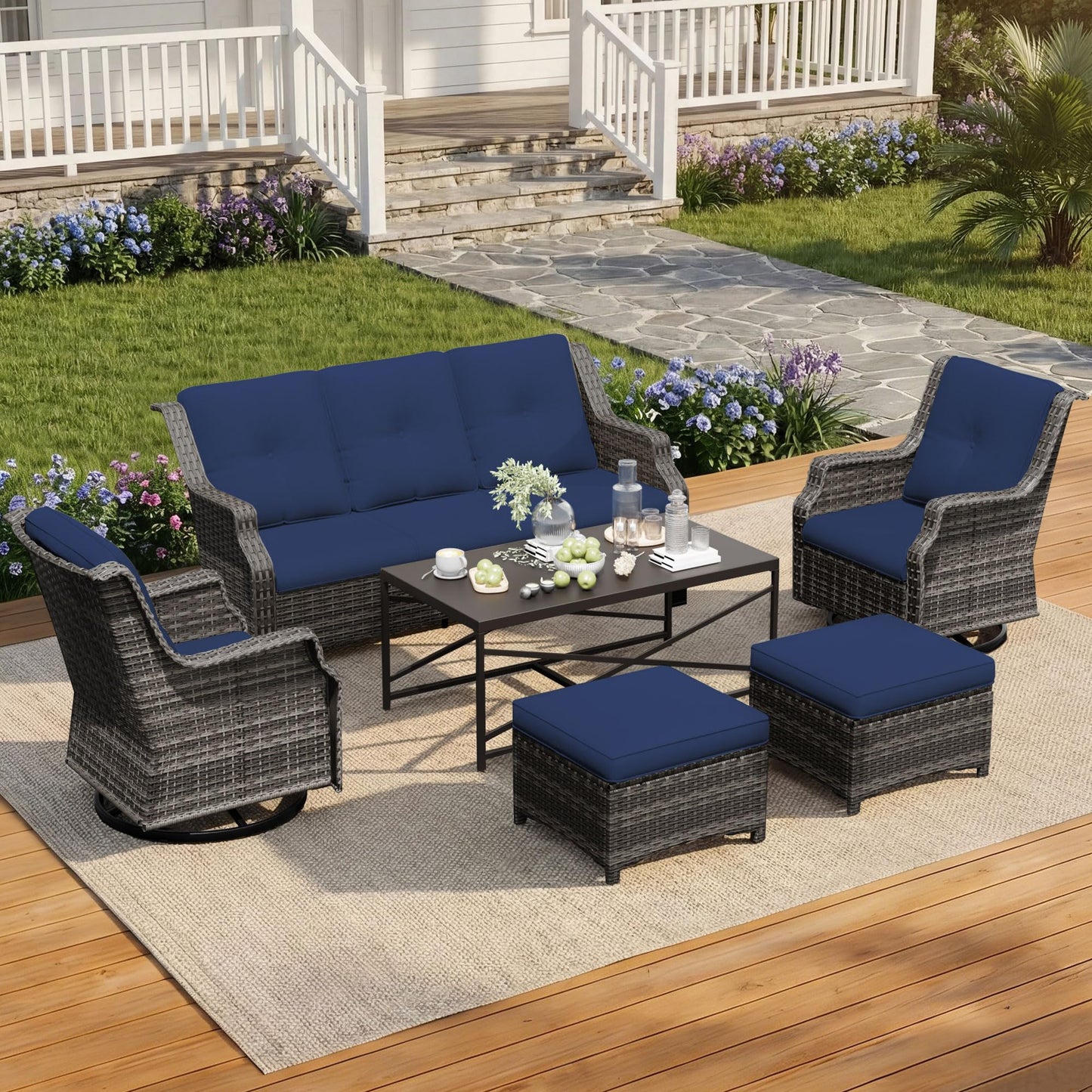 Outdoor Patio Loveseat, All-Weather 2-Seater Wicker Loveseat with Cushions, Outdoor Patio Love Seat Sofa for Garden, Balcony and Deck
