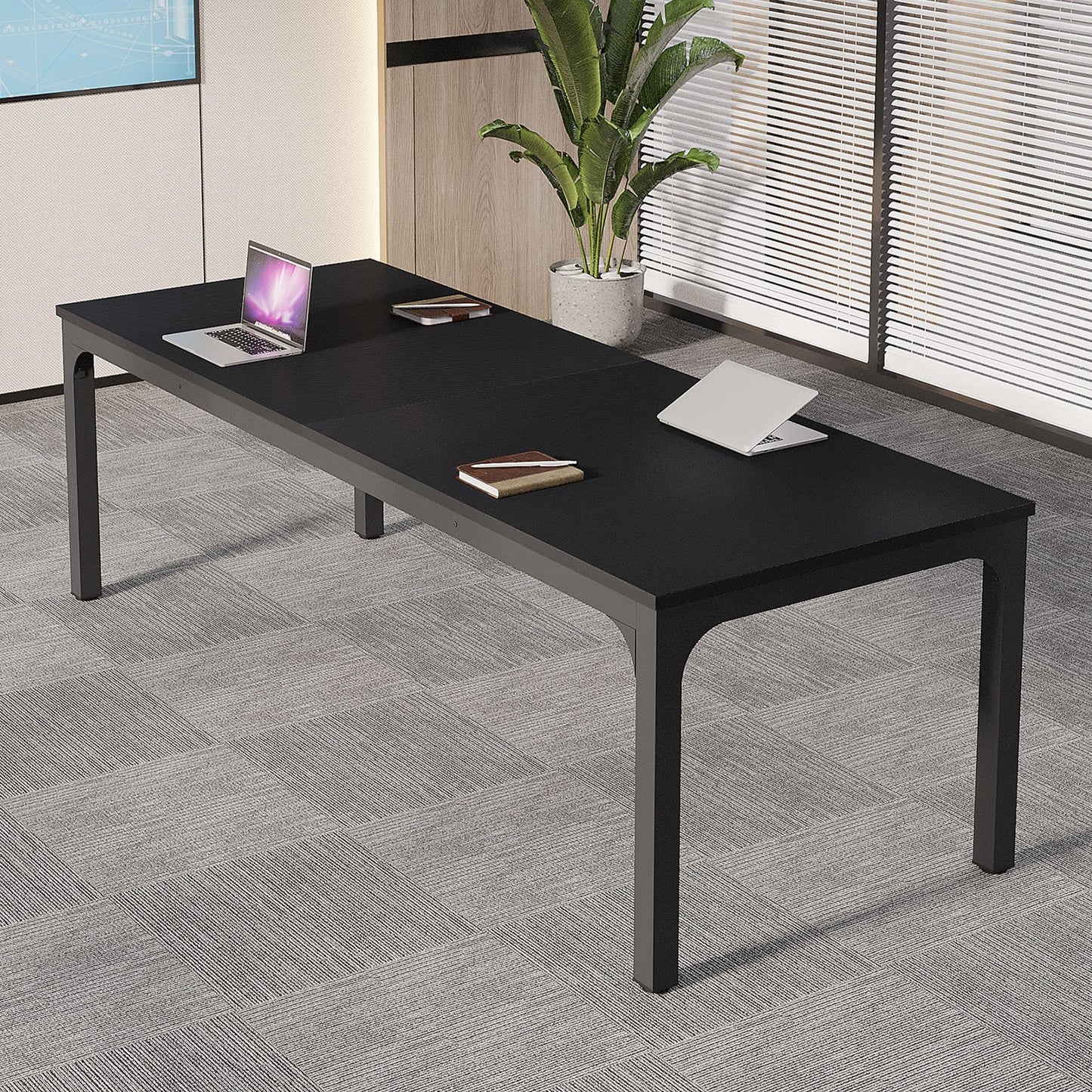 Tribesigns 6.5 FT Conference Room Table, 78.74" W x 27.56" D Large Office Conference Table, Modern Seminar Meeting Table Desk for Boardroom, Meeting Room (1, Rustic Brown)