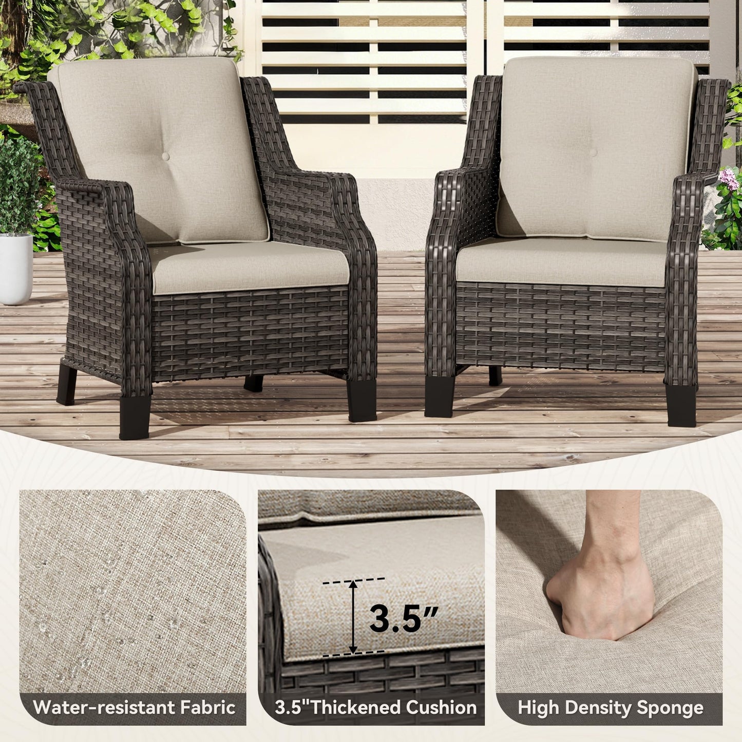 Outdoor Patio Loveseat, All-Weather 2-Seater Wicker Loveseat with Cushions, Outdoor Patio Love Seat Sofa for Garden, Balcony and Deck