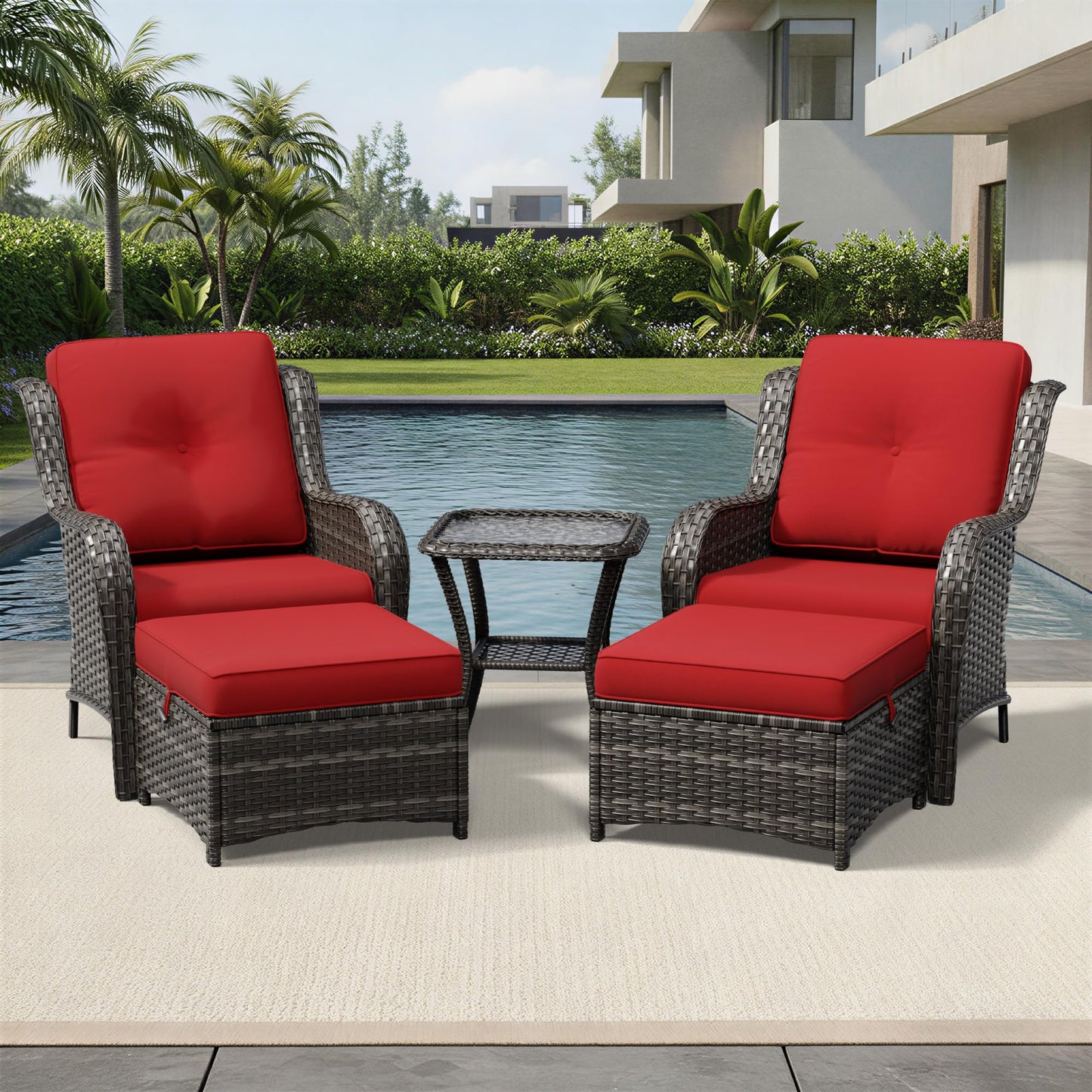 Joyside Patio Chairs Set of 2, Wicker Patio Furniture with High Back, Deep Seating, Wide Armrest, Thickened Cushions, Outdoor Rattan Furniture for Deck, Porch Use