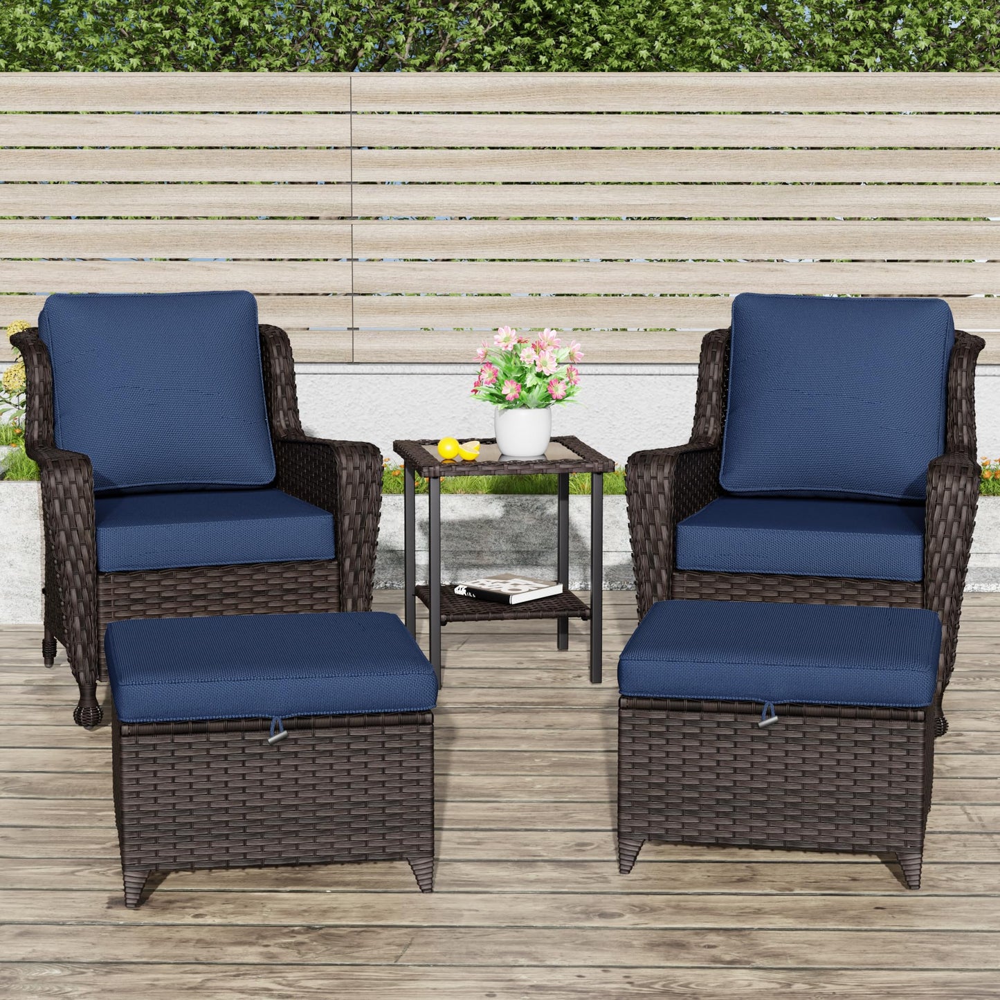 Wicker Patio Loveseat, All-Weather Rattan 2-Seat Sofa with Cushions, Outdoor Patio Furniture Set for Patio, Balcony, Backyard, Deck, Poolside