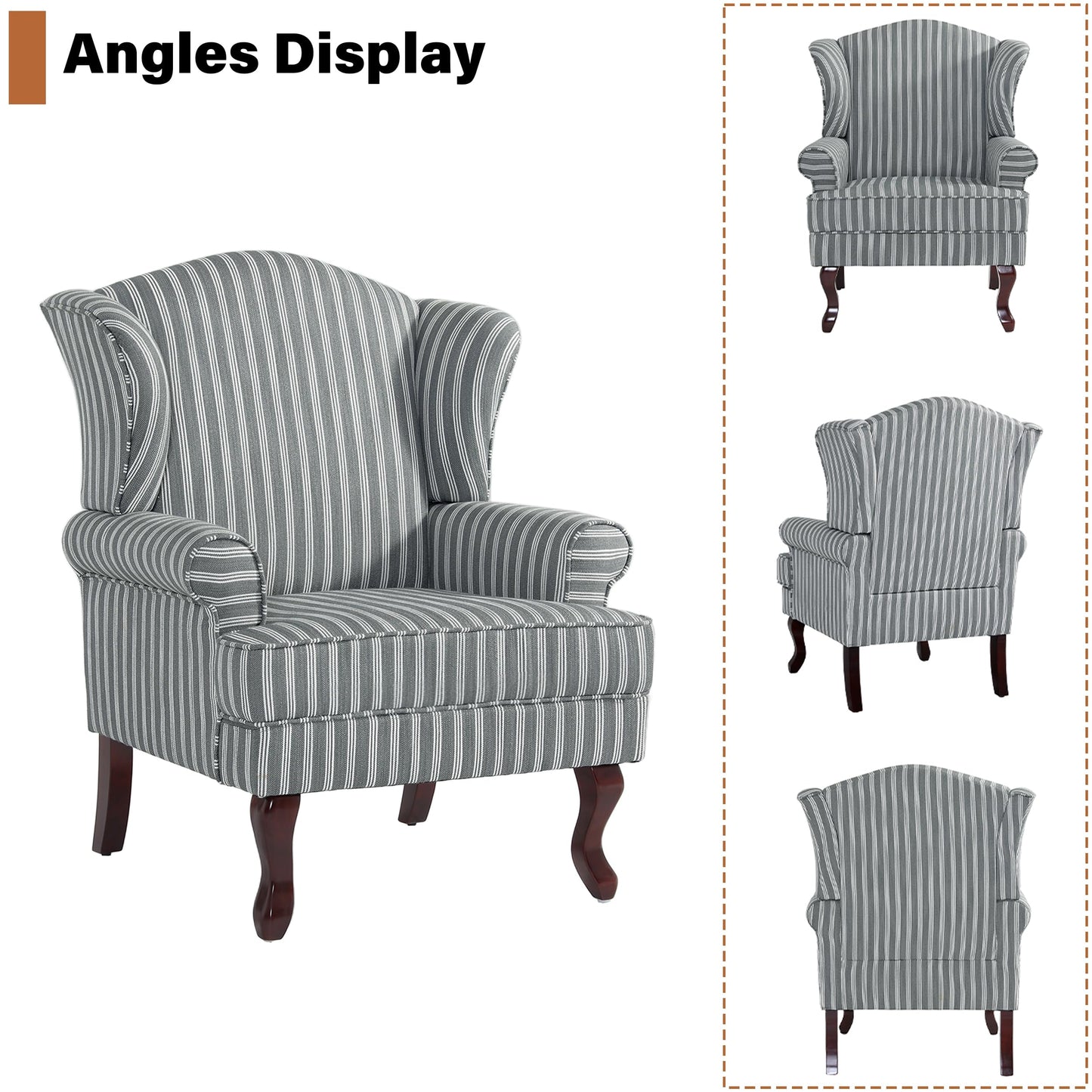 High Back Accent Chair, Comfy Upholstered Fabric Armchair for Living Room, Mid Century Modern Club Accent Chair with Curved Armrests and Solid Legs, Single Sofa Reading Chair for Bedroom, Cranberry