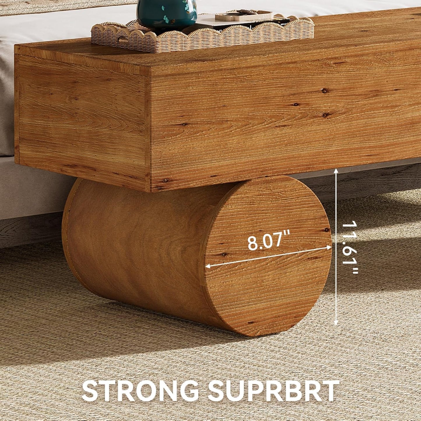 Solid Wood Entryway Bench, 59" Farmhouse Indoor Long End of Bed Bench with Thickened Seat & Cylindrical Legs, Narrow Shoe Bench Seat for Entry, Living Room, Bedroom, Easy Assembly, Brown