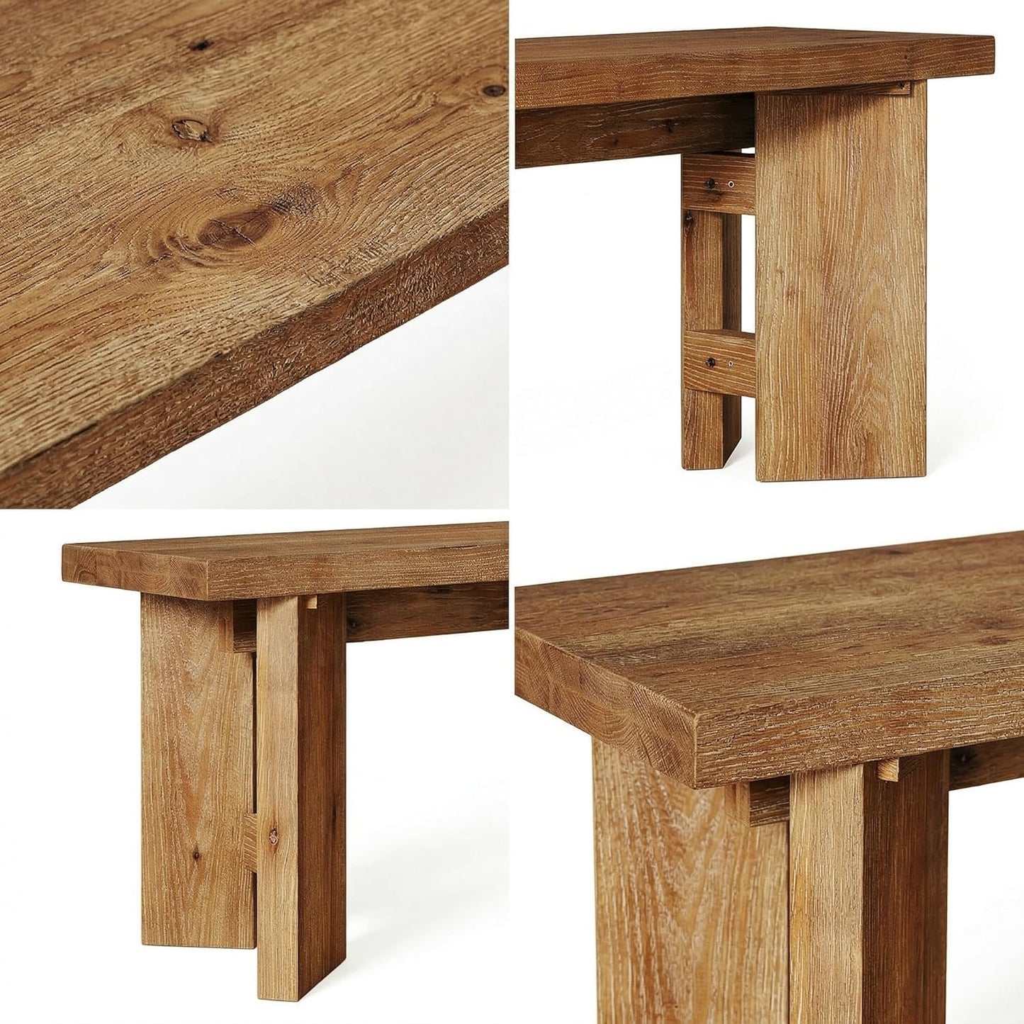 Solid Wood Entryway Bench, 62.99" Long Bench with Thickened Legs, Farmhouse Wooden Seating Benches for Entrance, Dining Room, End of Bed, Bay Window