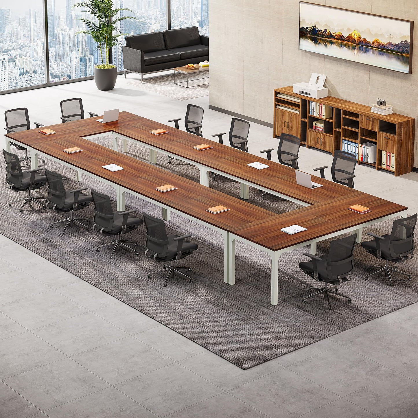 Tribesigns 6.5 FT Conference Room Table, 78.74" W x 27.56" D Large Office Conference Table, Modern Seminar Meeting Table Desk for Boardroom, Meeting Room (1, Rustic Brown)