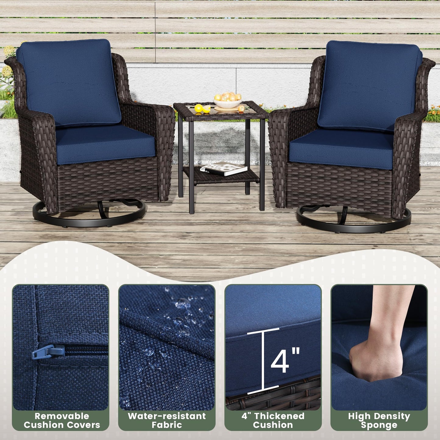 Wicker Patio Loveseat, All-Weather Rattan 2-Seat Sofa with Cushions, Outdoor Patio Furniture Set for Patio, Balcony, Backyard, Deck, Poolside