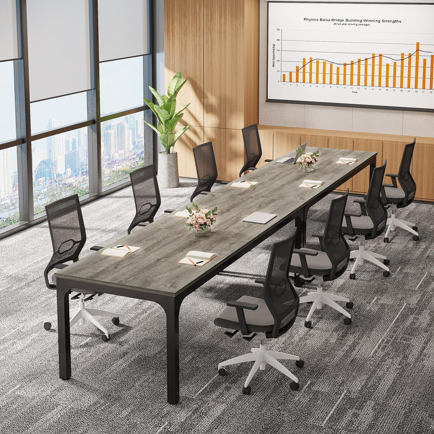Tribesigns 6.5 FT Conference Room Table, 78.74" W x 27.56" D Large Office Conference Table, Modern Seminar Meeting Table Desk for Boardroom, Meeting Room (1, Rustic Brown)
