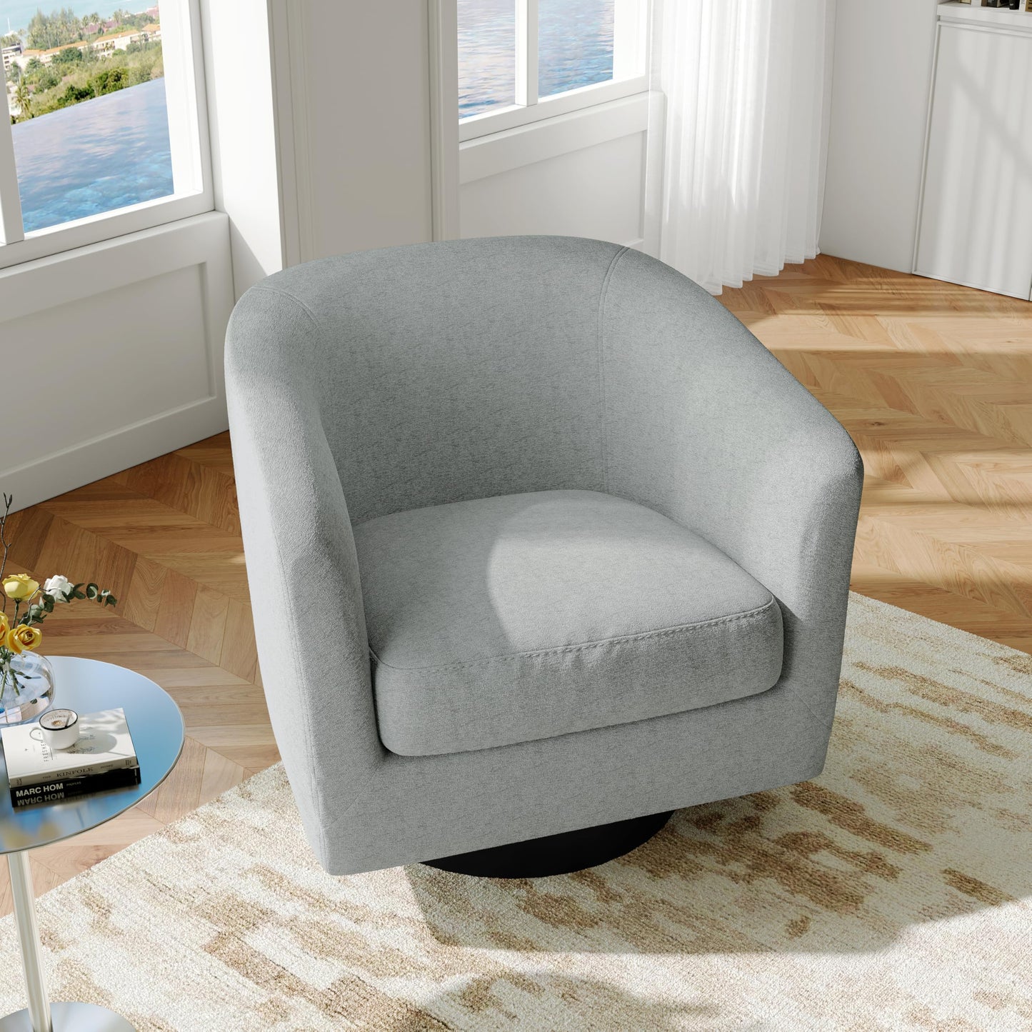 Swivel Barrel Accent Chairs Set of 2, Modern 360° Swivel Round Barrel Chair with Curve Back, Upholstered Velvet Fabric Armchair Single Sofa Club Chair for Living Room, Bedroom, Coffee