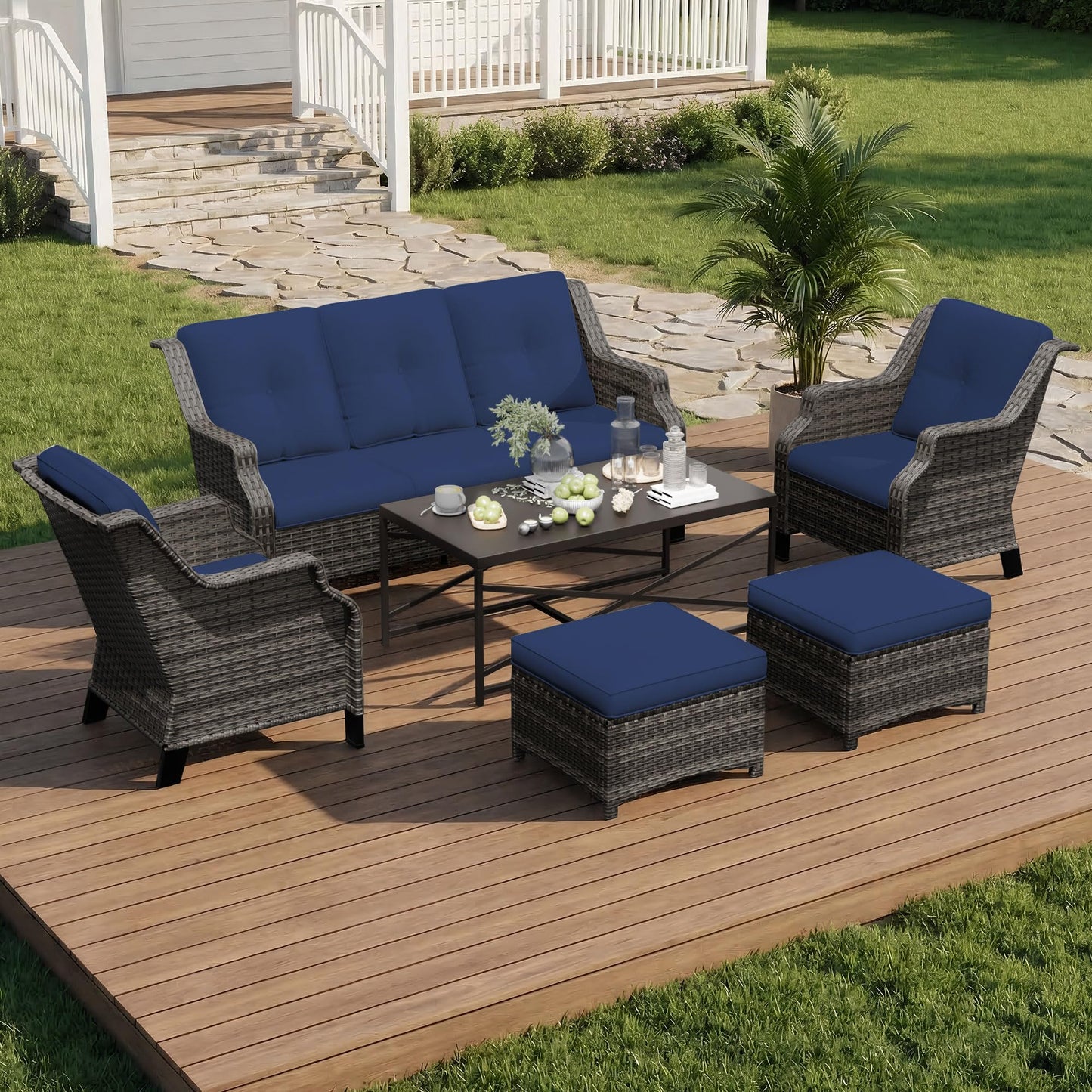 Outdoor Patio Loveseat, All-Weather 2-Seater Wicker Loveseat with Cushions, Outdoor Patio Love Seat Sofa for Garden, Balcony and Deck