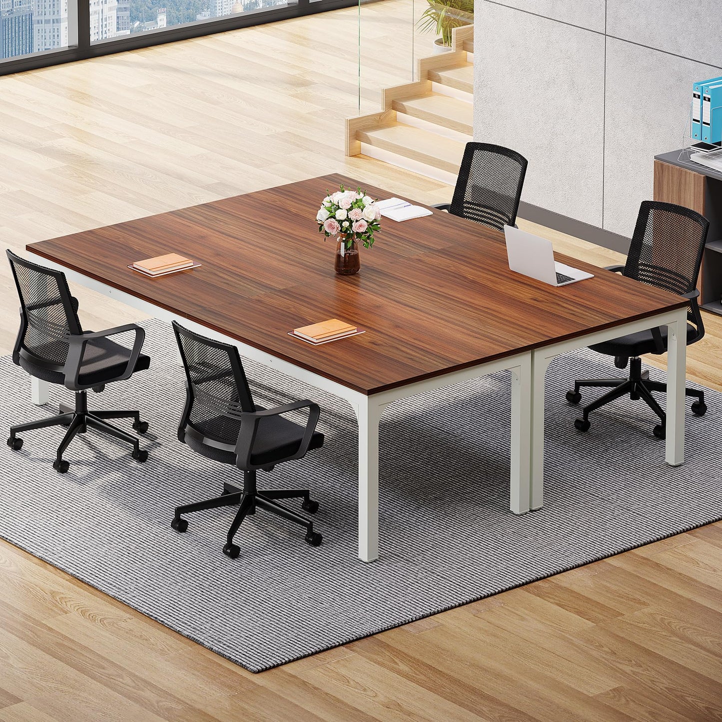 Tribesigns 6.5 FT Conference Room Table, 78.74" W x 27.56" D Large Office Conference Table, Modern Seminar Meeting Table Desk for Boardroom, Meeting Room (1, Rustic Brown)