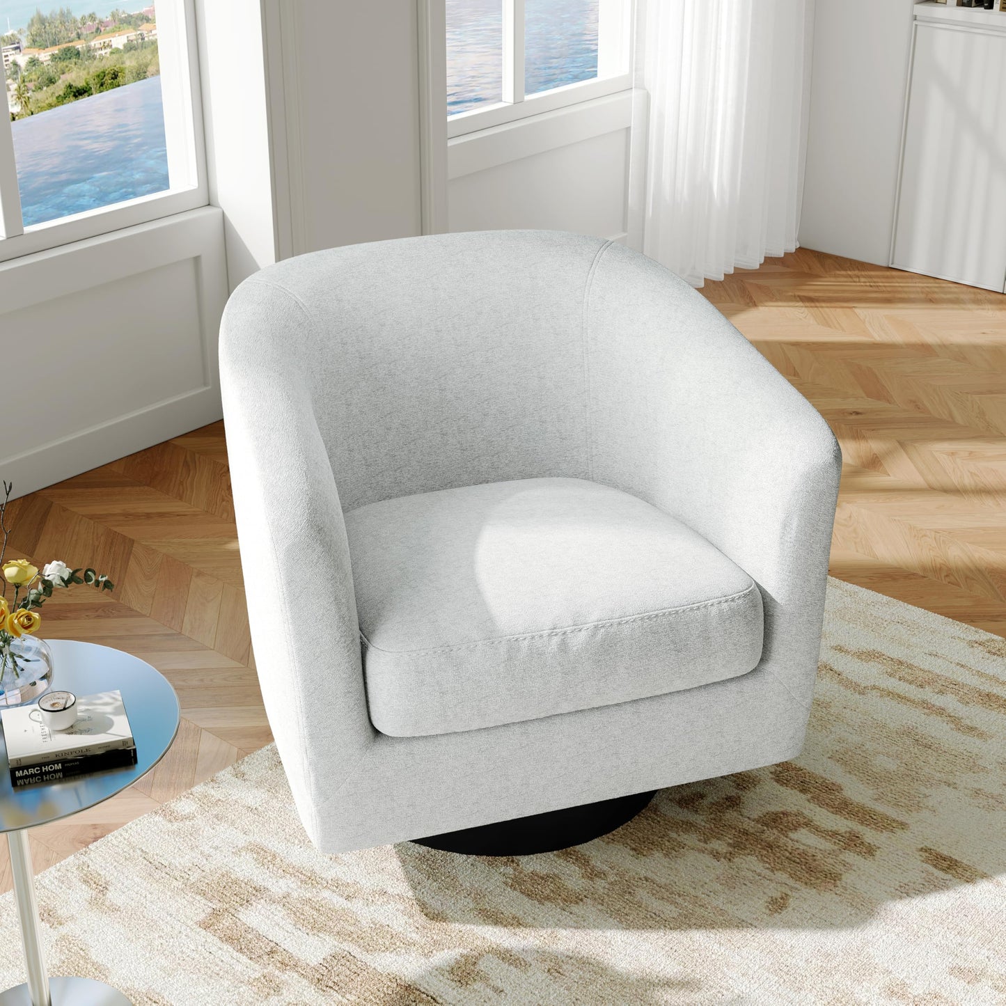 Swivel Barrel Accent Chairs Set of 2, Modern 360° Swivel Round Barrel Chair with Curve Back, Upholstered Velvet Fabric Armchair Single Sofa Club Chair for Living Room, Bedroom, Coffee