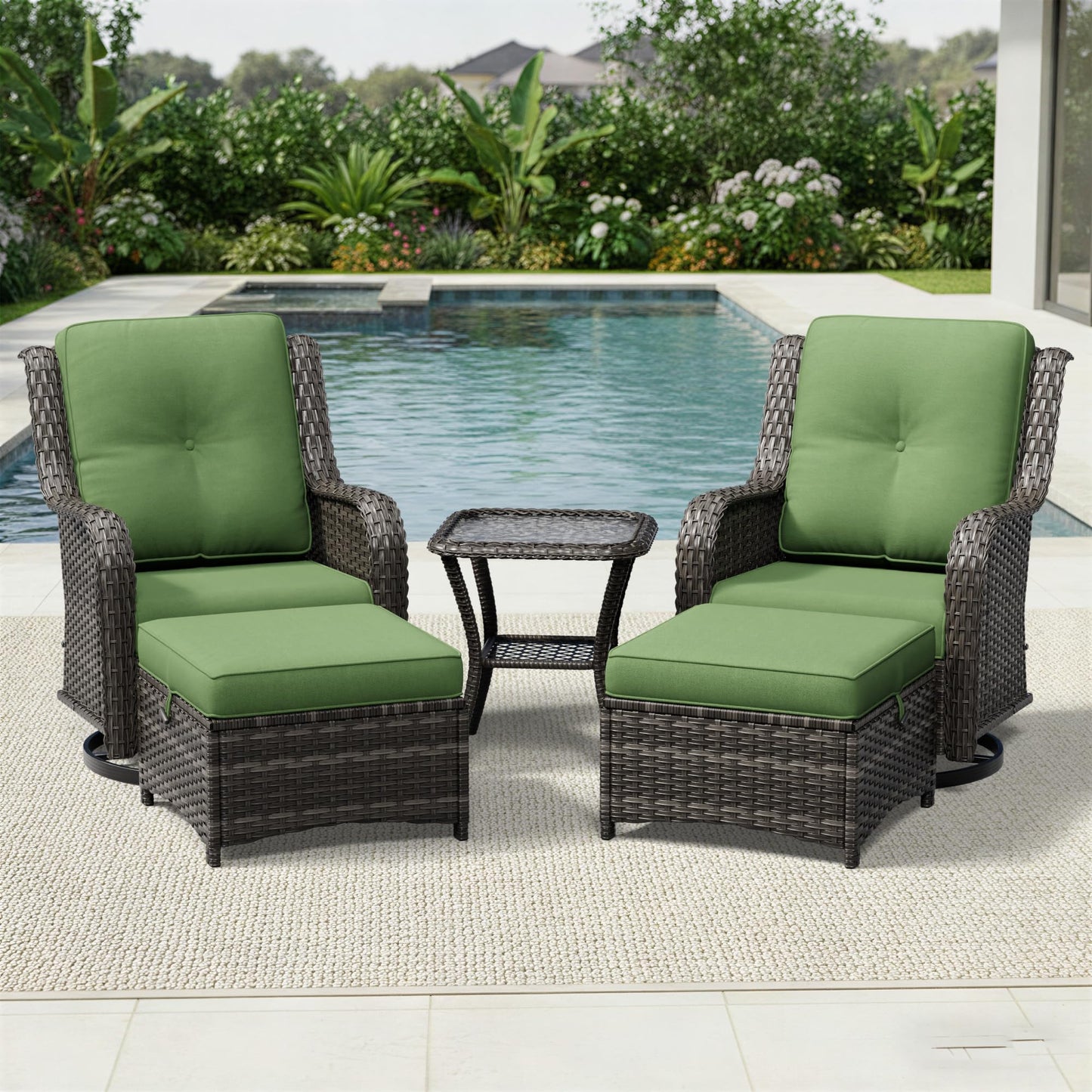 Joyside Patio Chairs Set of 2, Wicker Patio Furniture with High Back, Deep Seating, Wide Armrest, Thickened Cushions, Outdoor Rattan Furniture for Deck, Porch Use