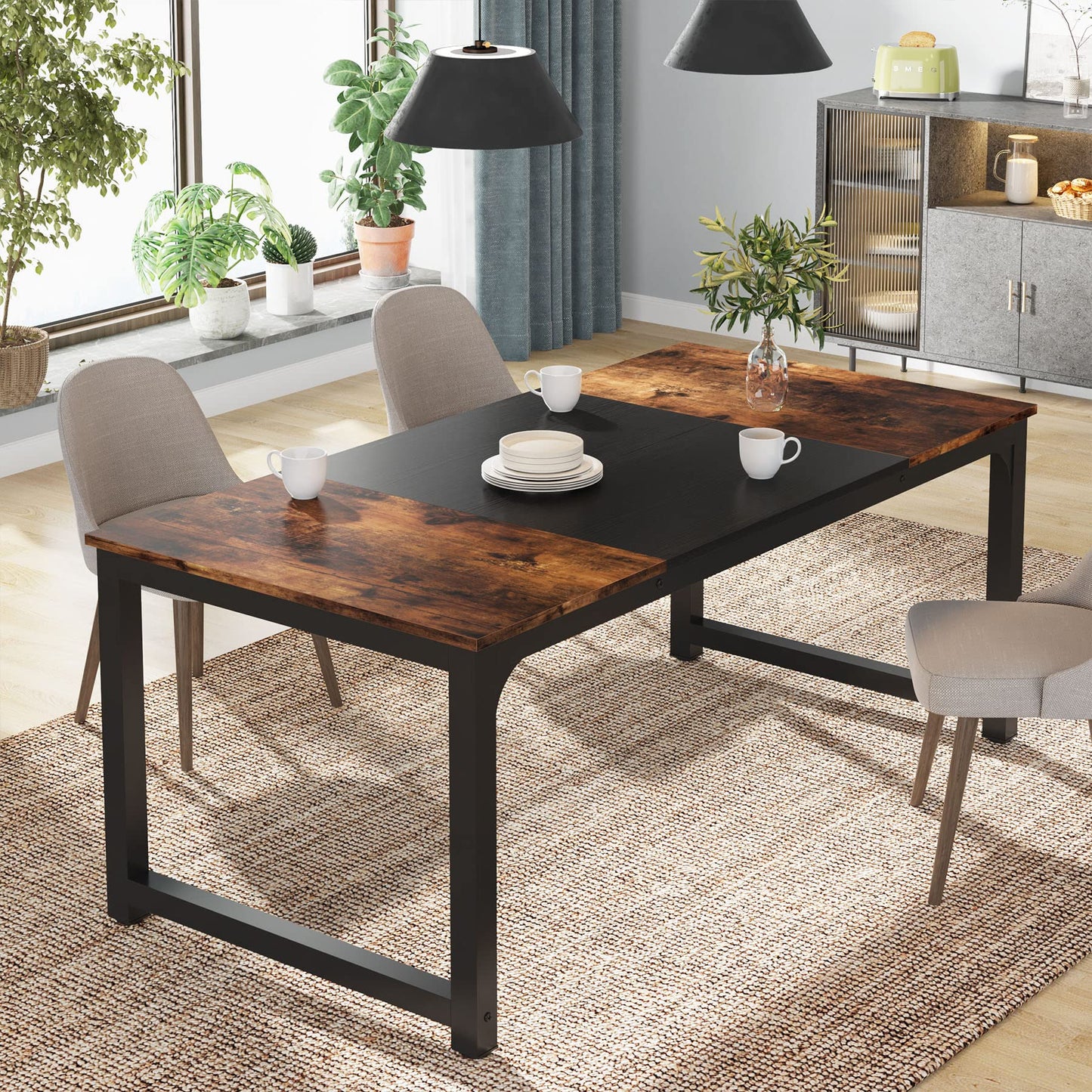Tribesigns Modern Simple Computer Desk, 47 inch Vintage Office Desk Computer Table, Study Writing Study Desk Workstation for Home Office, Rustic Brown